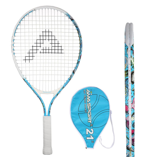 AMA SPORT - Raqueta de tenis para niños pequeños de 17 a 25 pulgadas para niñas y niños, raquetas de tenis de 4 colores para niños de 2 a 12 años con correa de hombro de nailon 420D