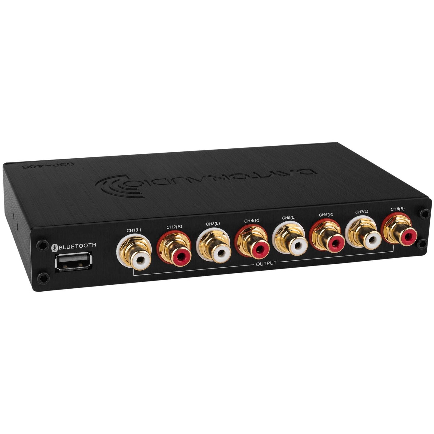 Dayton Audio DSP-408 Procesador de señal digital DSP de 4 entradas y 8 salidas con ecualizador integrado en crossovers, tim alighment y mezcla de entrada/salida para audio en el hogar y el coche