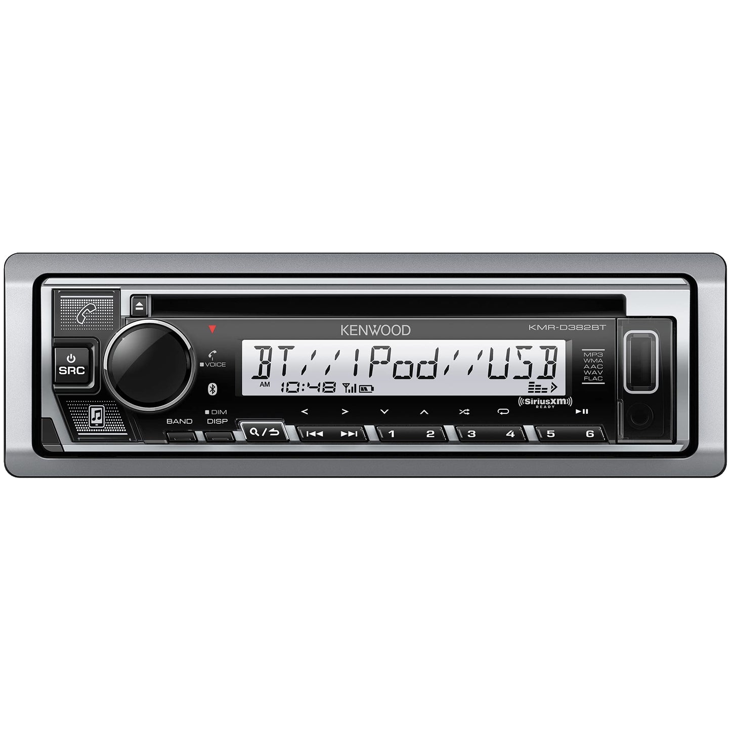 KENWOOD KMR-D382BT (50 W x 4 Ch) Unidad principal estéreo para coche/marino con Bluetooth, llamadas manos libres, reproductor de CD, USB, radio AM/FM, listo para SiriusXM, receptor de audio para todo