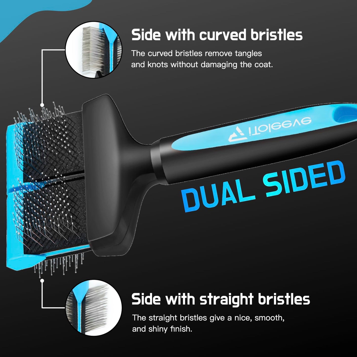 iToleeve cepillo para polvo de cepillo para polvo para perro, herramienta de aseo suave para perros y gatos sensibles, ideal para cabello largo, elimina la capa interior, enredos y nudos