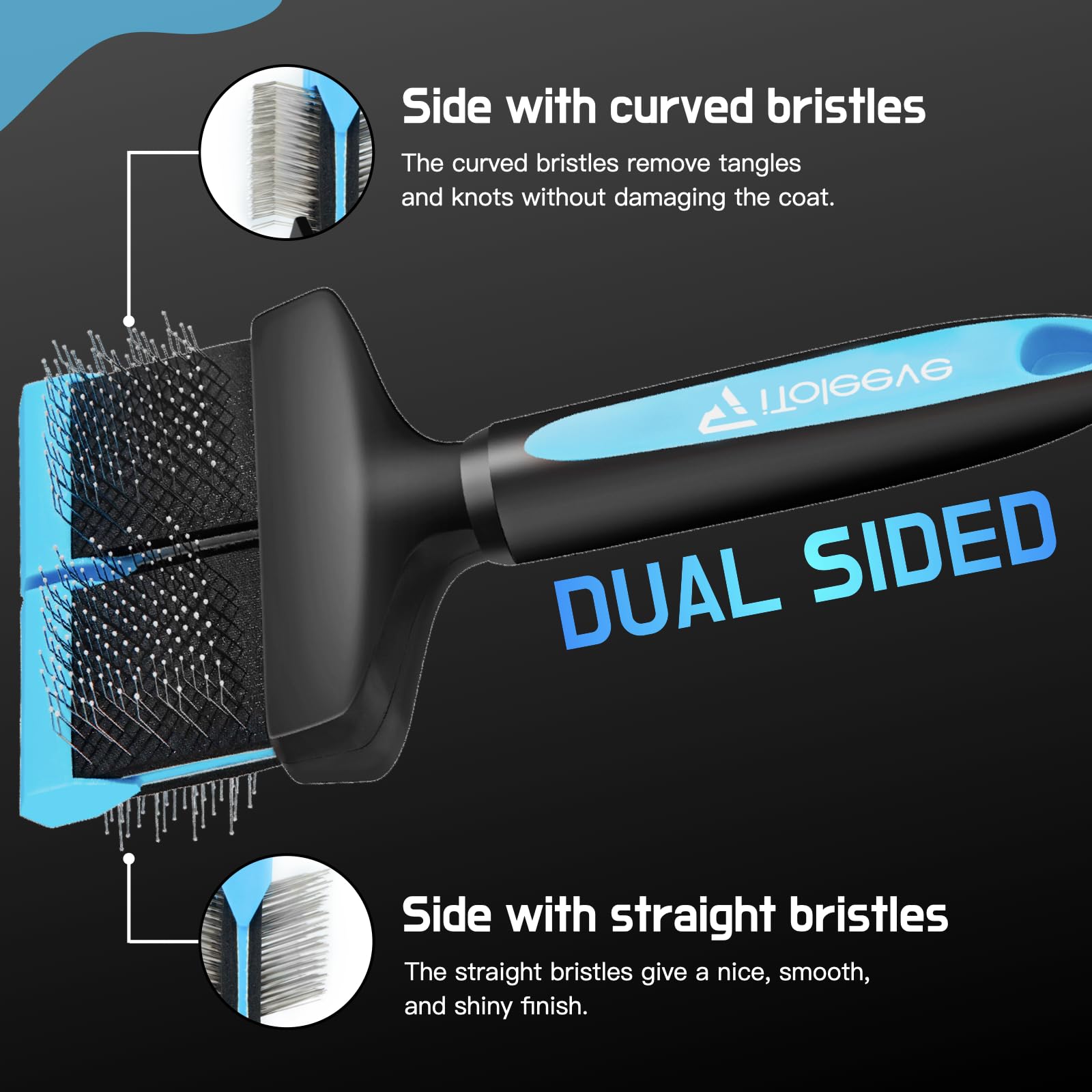 iToleeve cepillo para polvo de cepillo para polvo para perro, herramienta de aseo suave para perros y gatos sensibles, ideal para cabello largo, elimina la capa interior, enredos y nudos