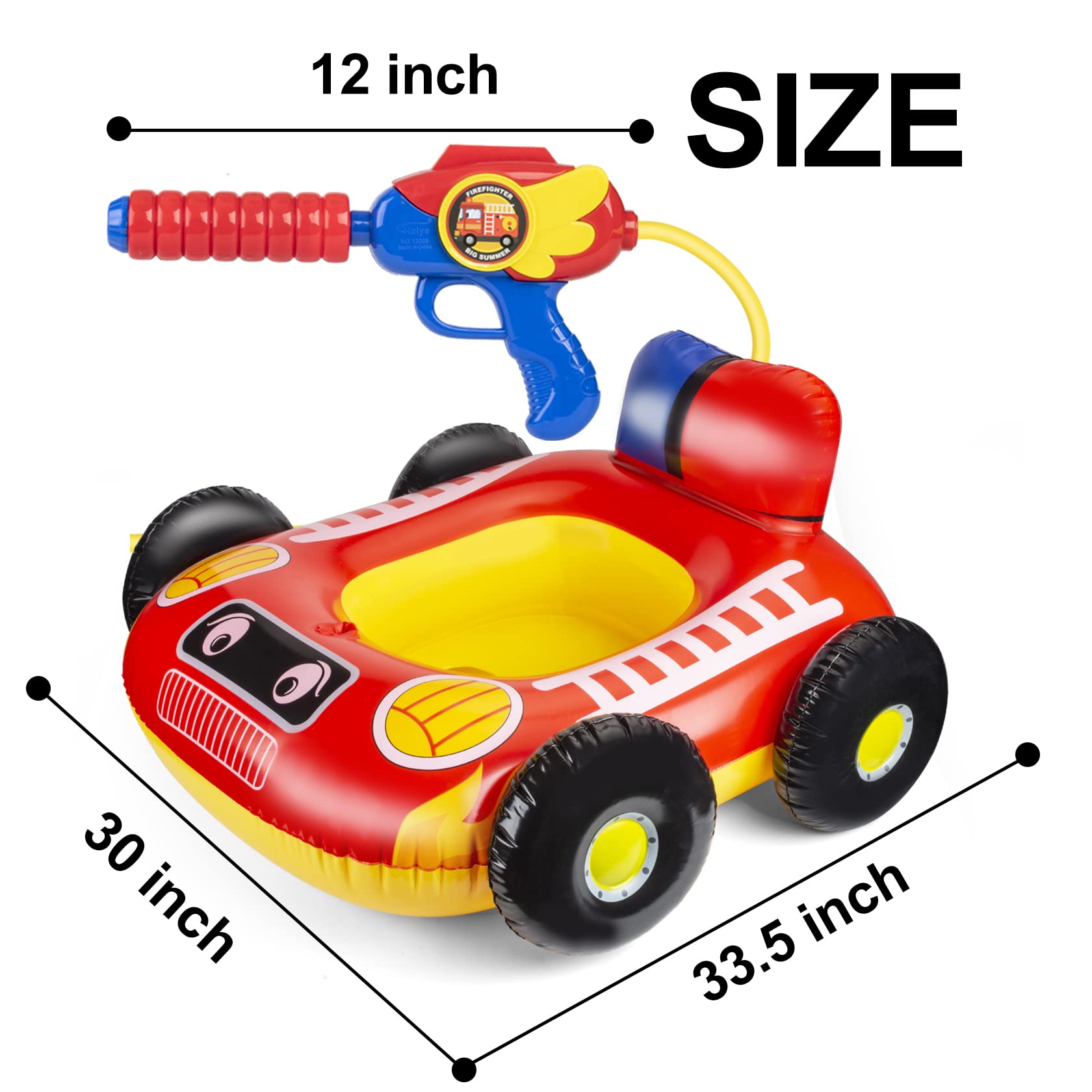 Flotadores de Piscina para Niños Camión de Bomberos con Pistola de Agua
