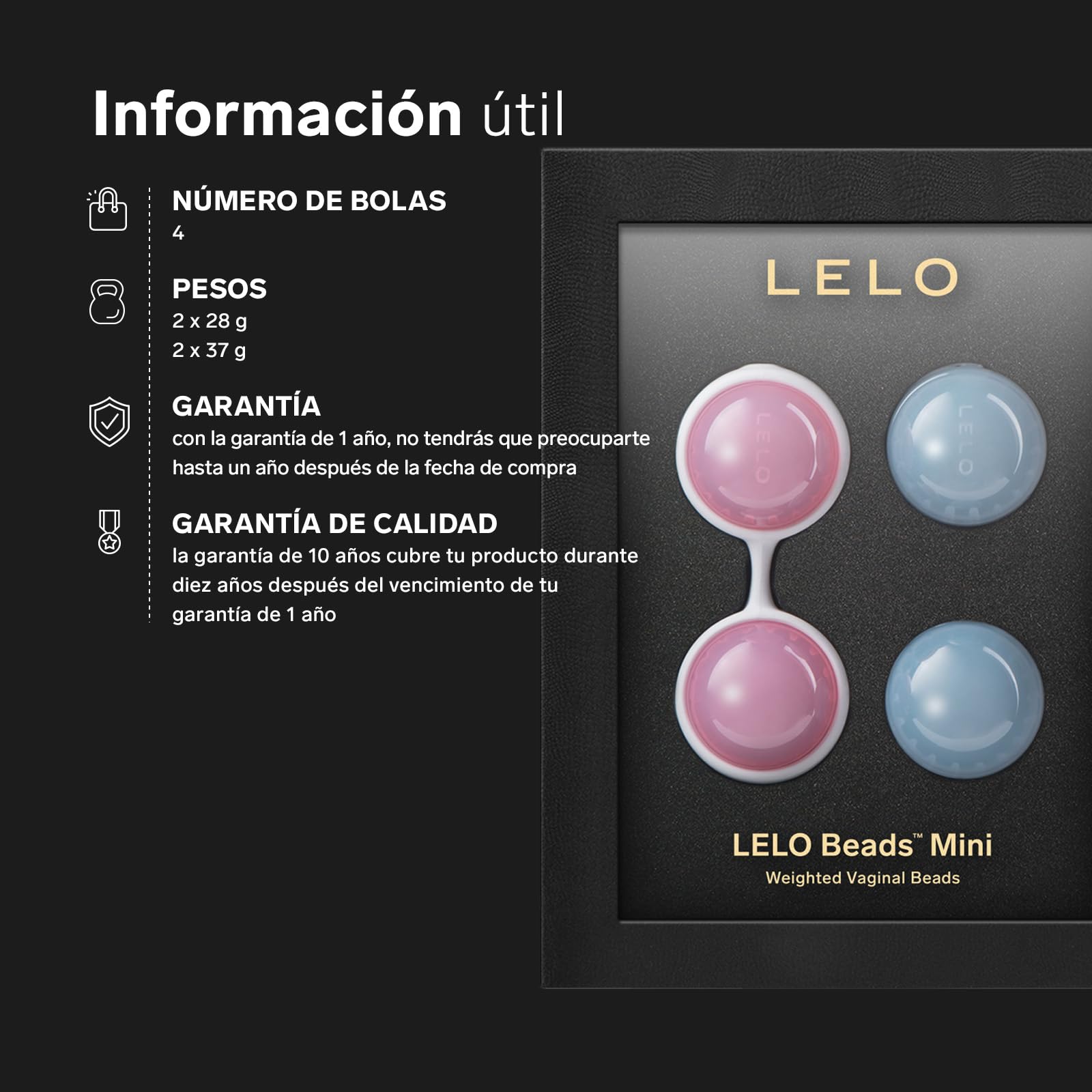LELO Beads, Juguetes eróticos para Mujer, Bolas Chinas de Primera Calidad para el Suelo Pélvico, Juguetes Sexuales para Alcanzar más Orgasmos (Mini)