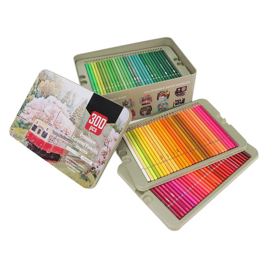 Juego de Lápices de Colores 300 Bolígrafos de Colores Aceitosos de Núcleo Suave para Libros de Colorear para Adultos para Artistas,Dibujo, Bocetos,Manualidades, Suministros de Arte