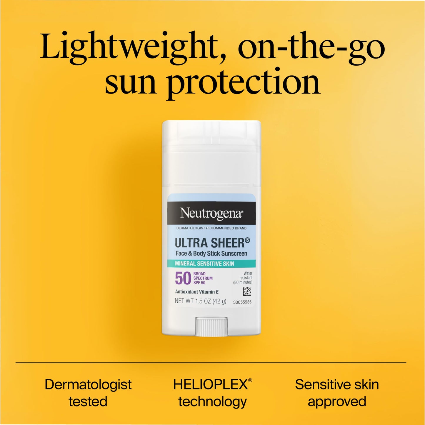 Protector Solar Mineral Neutrogena Ultra Sheer Dry Touch SPF 50 piel sensible rosto y cuerpo sin residuos blancos no comedogénico vegano