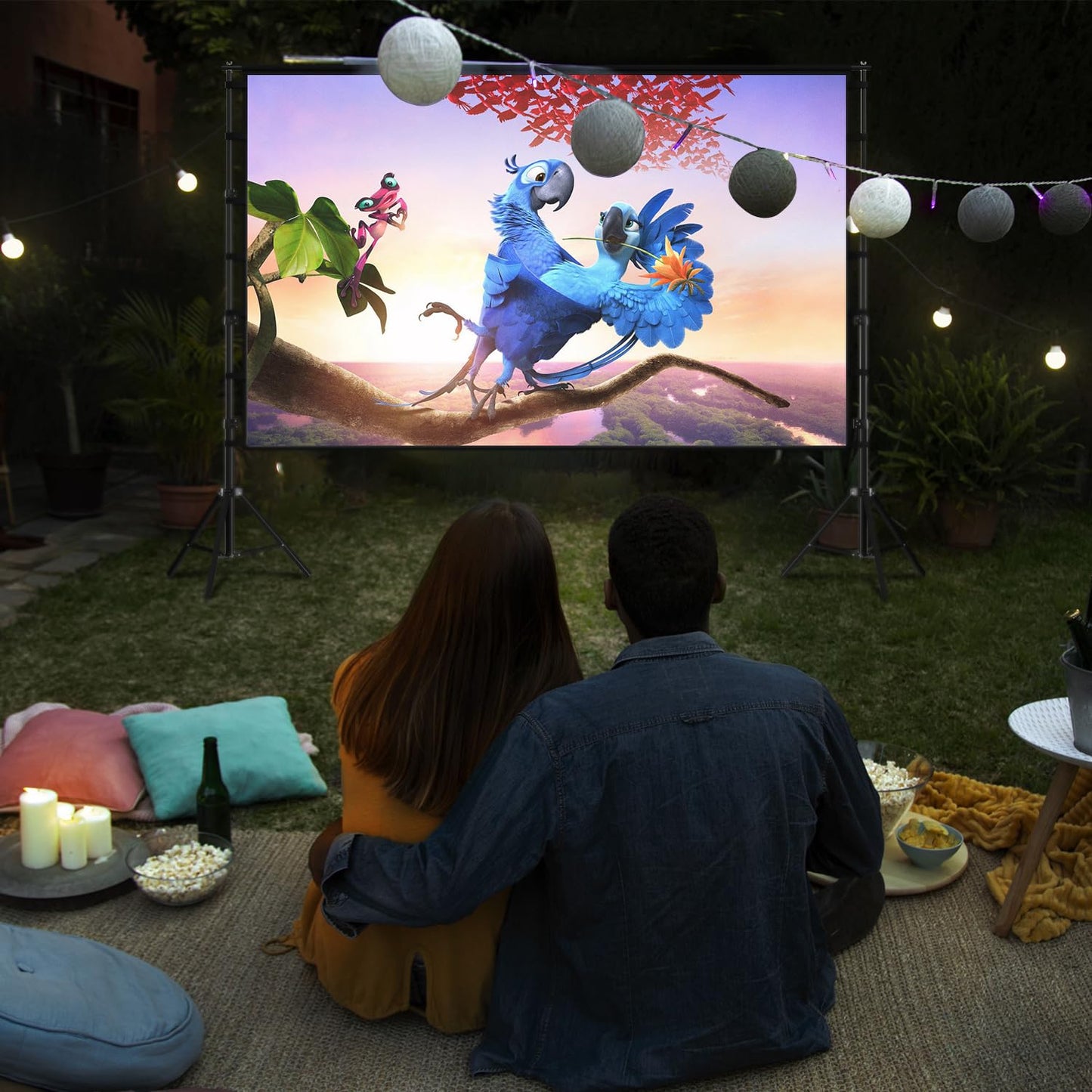 Wootfairy - visualización de proyección portátil y plegable de 150 pulgadas, visualización de proyección 4K HD 16:9, parte trasera frontal sin arrugas, con bolsa de transporte, para interiores y