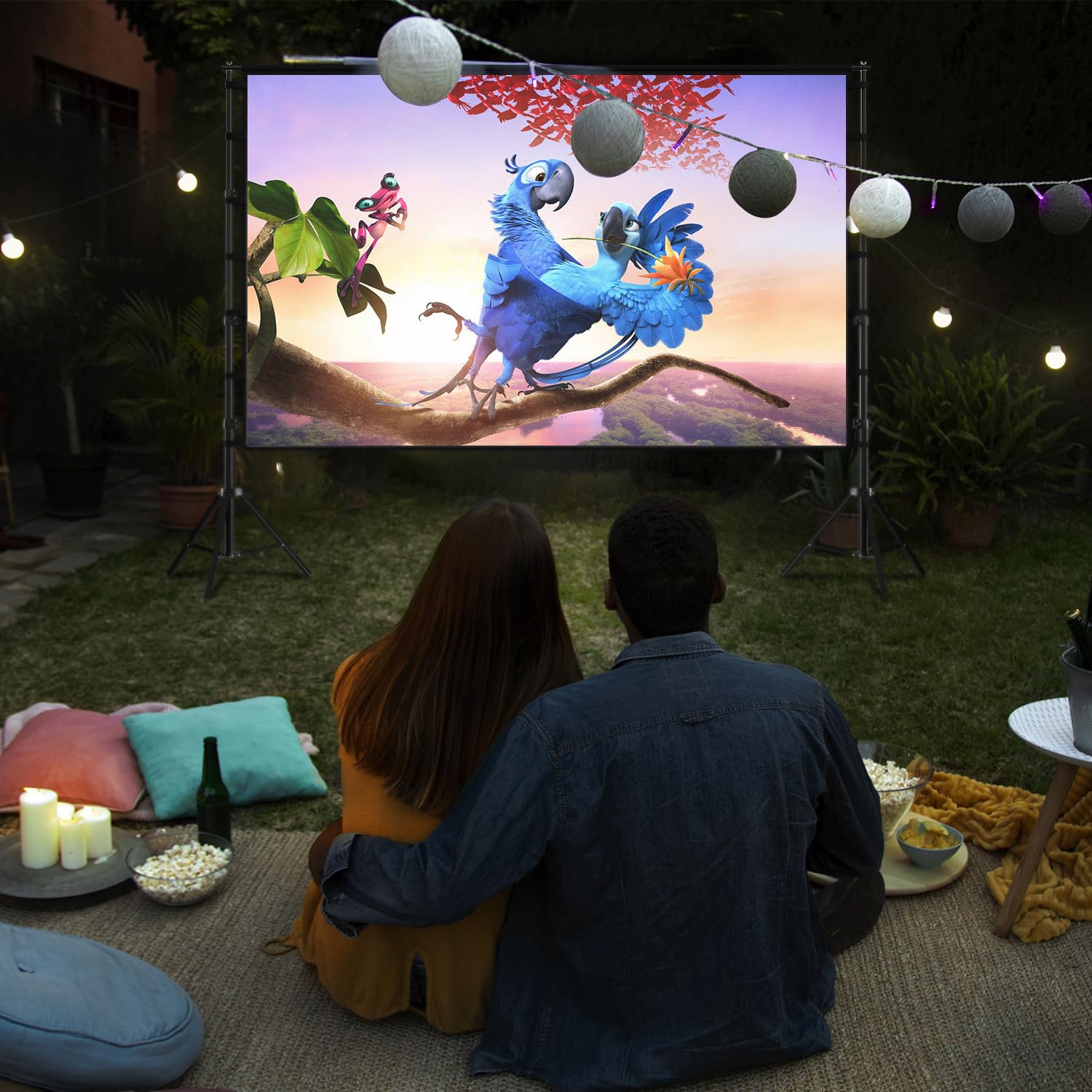 Wootfairy - visualización de proyección portátil y plegable de 150 pulgadas, visualización de proyección 4K HD 16:9, parte trasera frontal sin arrugas, con bolsa de transporte, para interiores y