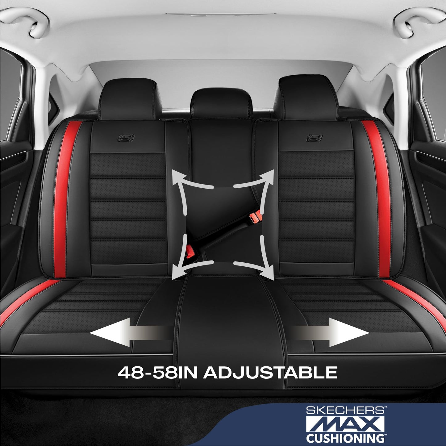 Skechers - Fundas de asiento de coche de cuero con espuma viscoelástica, juego completo de protector de asiento de coche impermeable, cojín de asiento de coche compatible con airbag automotriz, ajuste