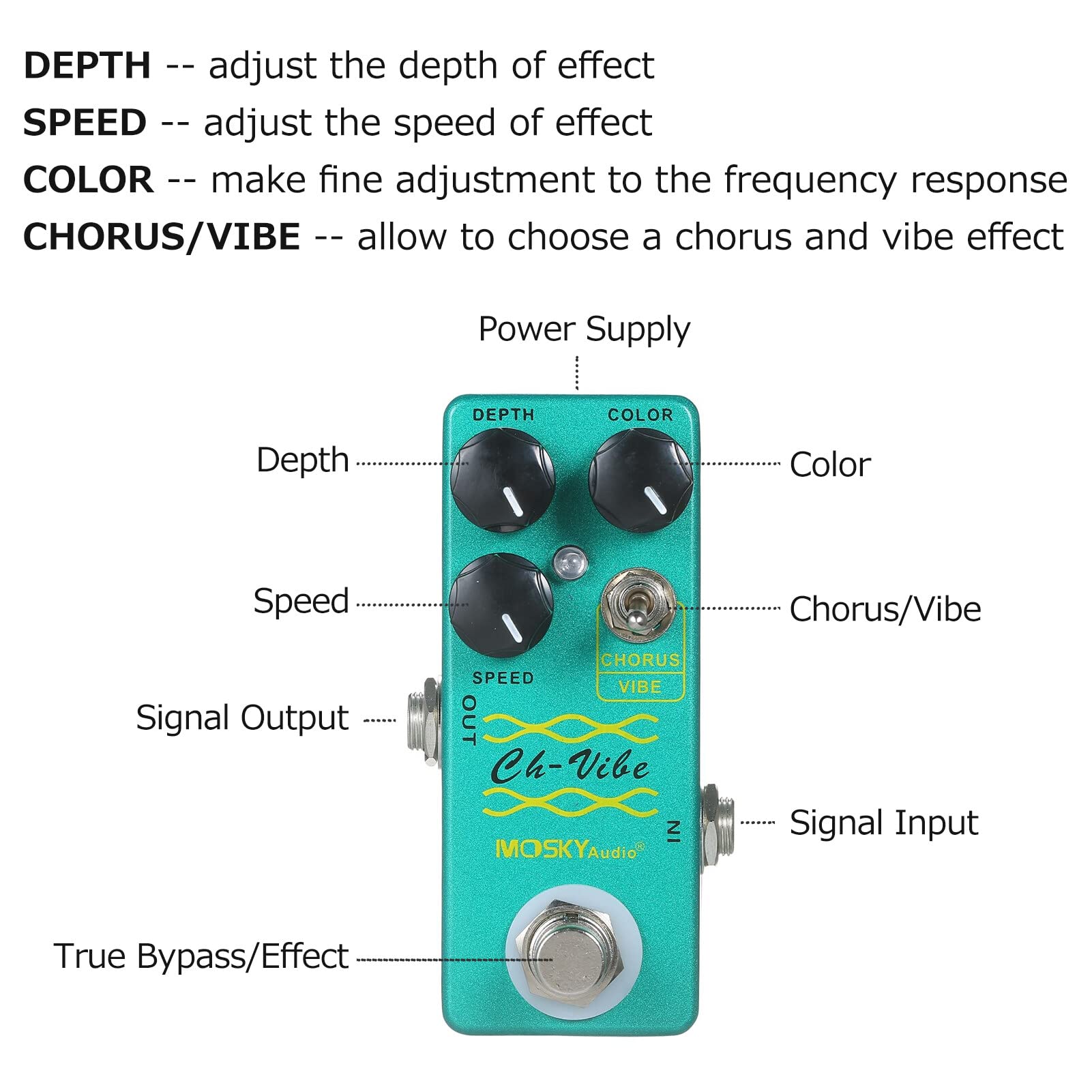 Pedal de Efectos de Guitarra Chorus Vibe Mini Único
