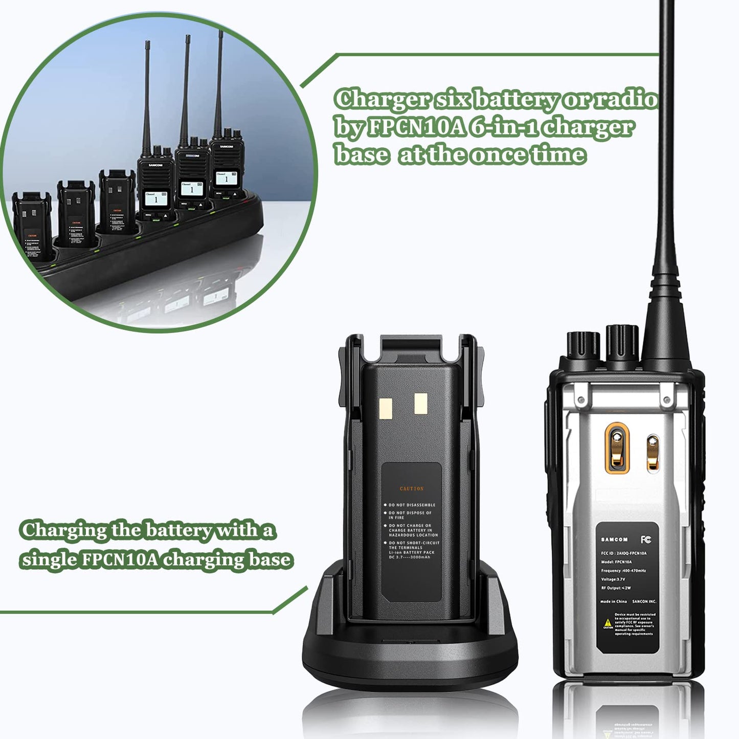Radios Bidireccionales Recargables SAMCOM FPCN10A 3000mAh Batería de Polímero de Iones de Litio 3.7V