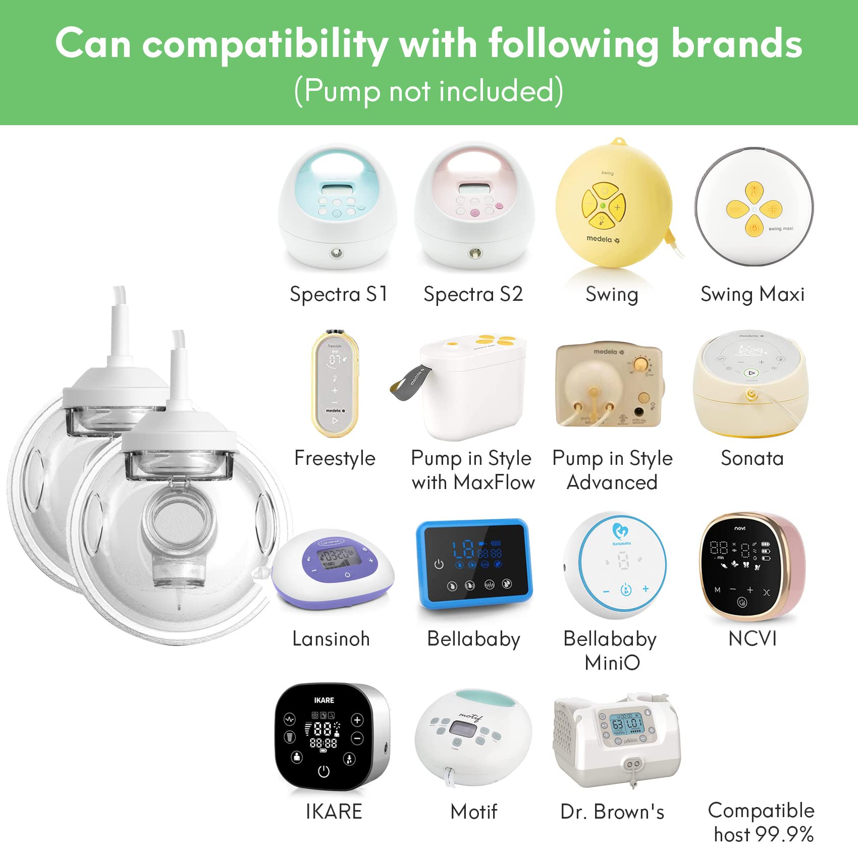 LOZAEVE Baby CaraCups - Colección de leche portátil, juego de tazas de recolección de leche materna manos libres, compatible con Spectra S1 / S2, Medelaa, Lansinohh, 99.9% de bombas de leche