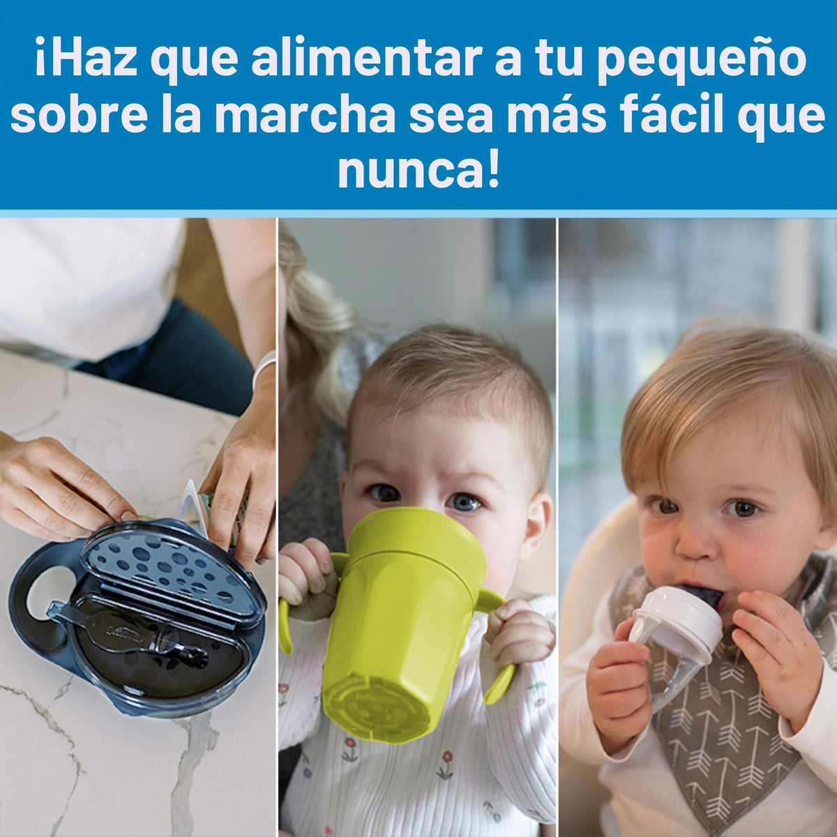 Dr. Brown's - Juego de iniciación de alimentación para niños pequeños, paquete de viaje con taza de entrenamiento Cheers360 sin boquilla con asas, 6 m+, 4 piezas