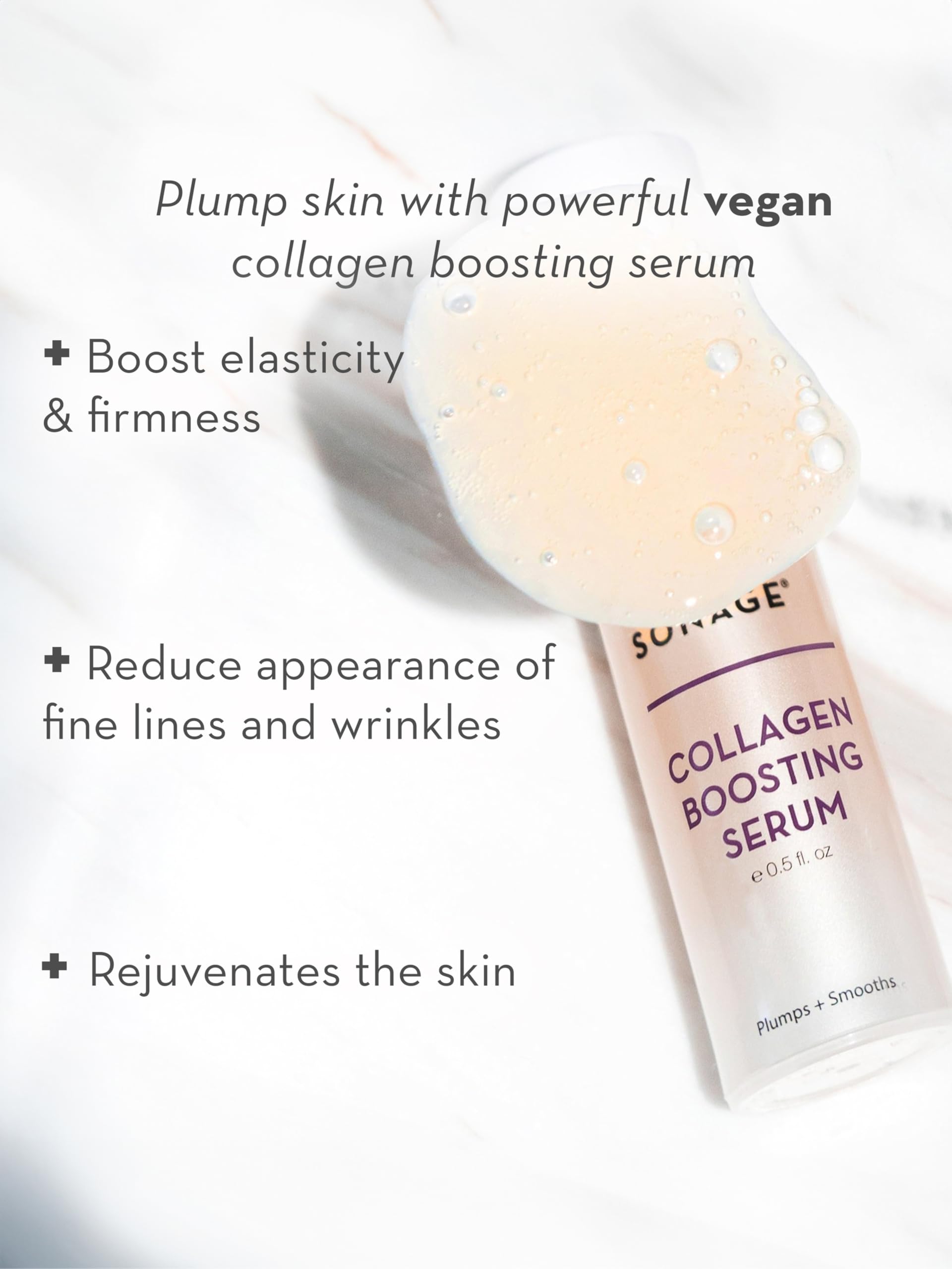 Sonage Collagen Serum - Instant Plumping Serum To Reduce Appearance of Fine Lines and Wrinkles - All-Natural Anti-Aging Serum - Collagen Serum for Hydration - Face and Neck Treatment