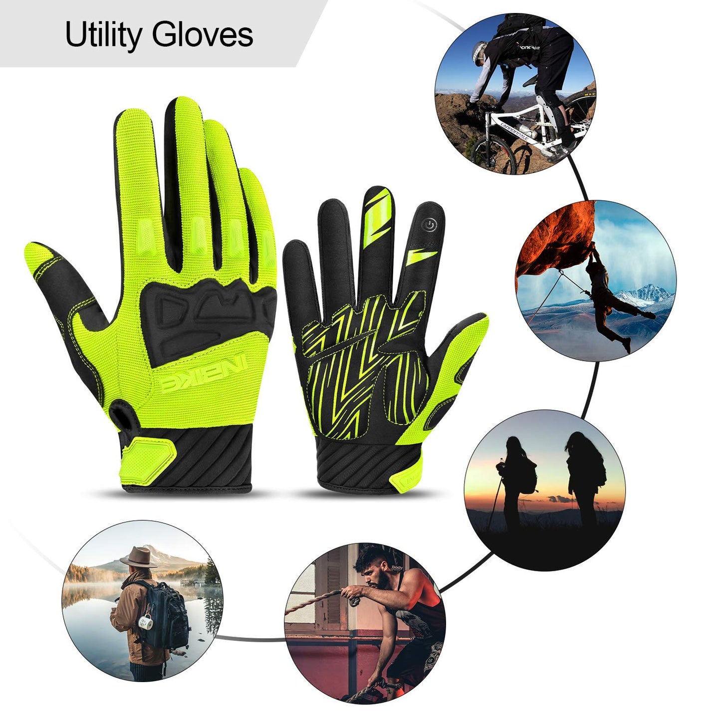 INBIKE - Guantes de bicicleta de montaña para hombre, protectores de nudillos, acolchados para hombre, transpirables, para MTB, motocross, carreras, Dirtbike
