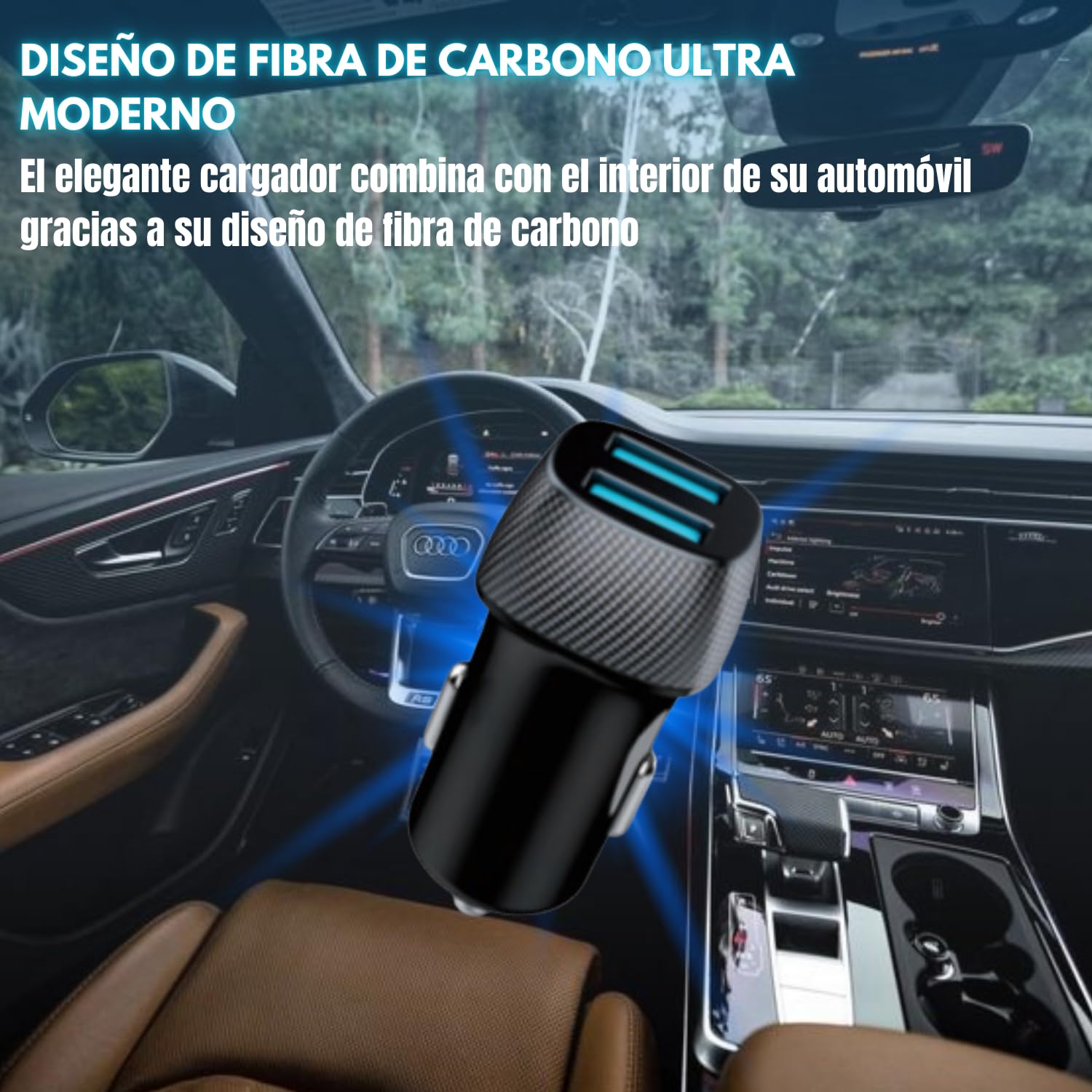AEK CYBER Cargador de Auto USB y C, Cargador mechero, Puerto USB + C, Adptador Compatible con Telefonos moviles, Tablets, GPS, Audifonos, Dispositivos Portatiles (GA01UNDQ)