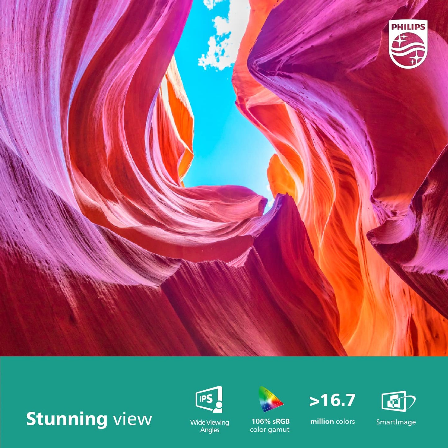 PHILIPS 241E1S Monitor sin Marco de 24 Pulgadas, 1920 x 1080 Full HD IPS, 106% sRGB, 75Hz, FreeSync, VESA.