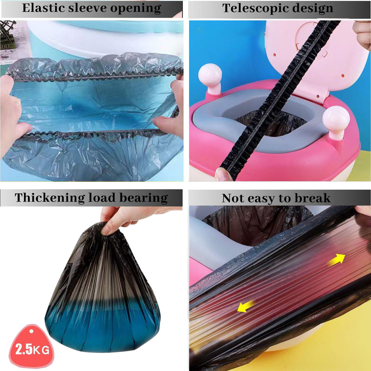 OULIGET Forros para sillas de orinal con bolsas elásticas y portátiles de entrenamiento para orinal, revestimientos de repuesto desechables para niños y bebés, funda de asiento de inodoro, 17 x 8