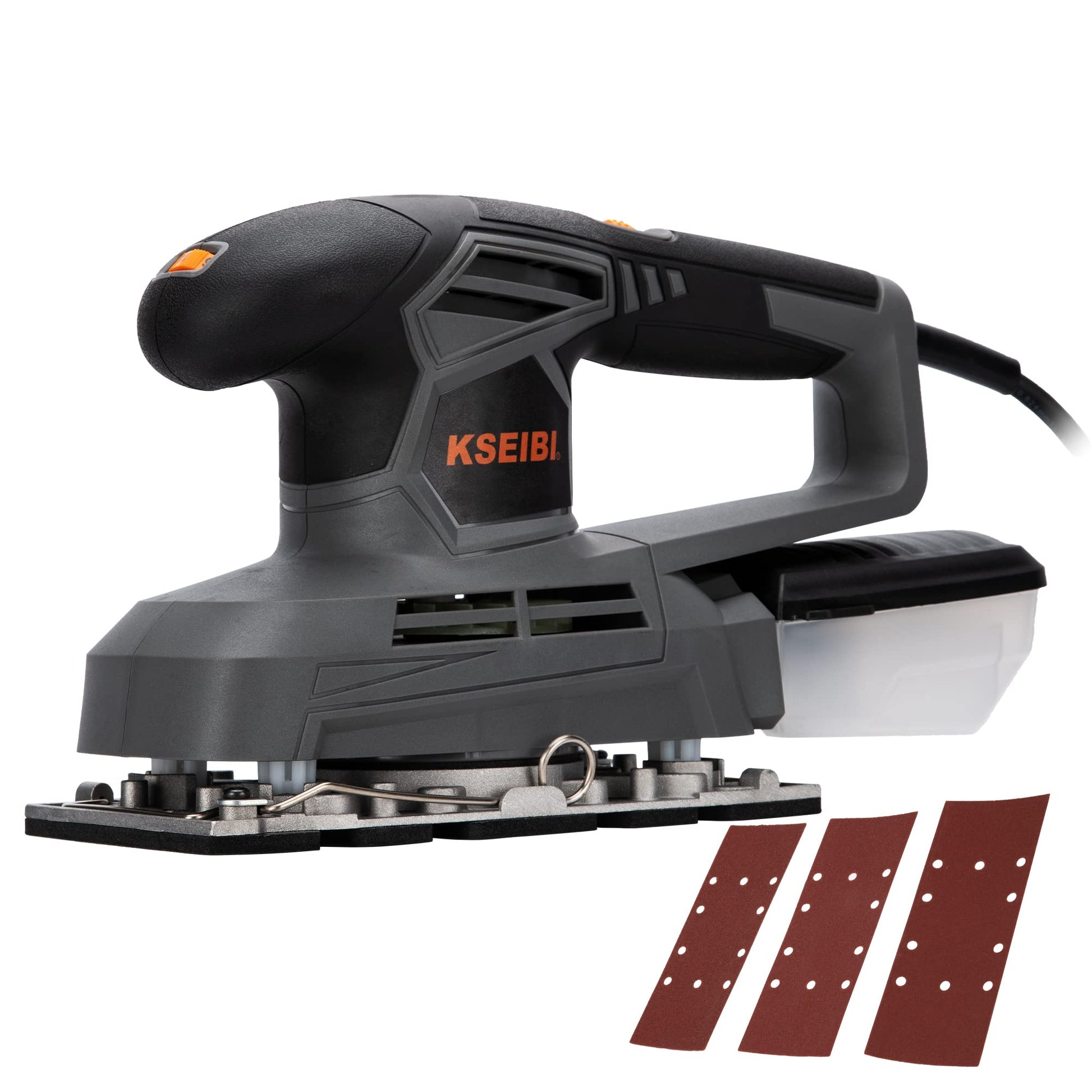 KSEIBI Lijadoras de palma de 1/3 pulgadas para carpintería de 2.2 amperios con cable orbital, lijadora de mano eléctrica de velocidad variable (KSS 24-230V)