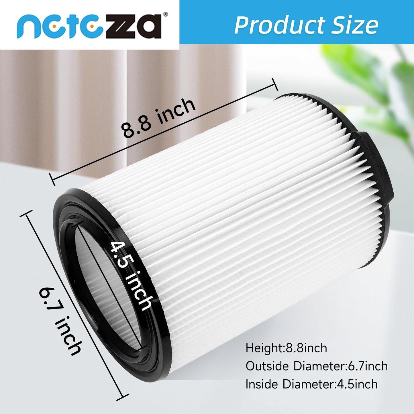 Filtro VF4000 de aspiradora húmedo o seco estándar apto para aspiradoras estriadas de 5 galones y aspiradoras más grandes, filtro de repuesto VF4000, paquete de 1