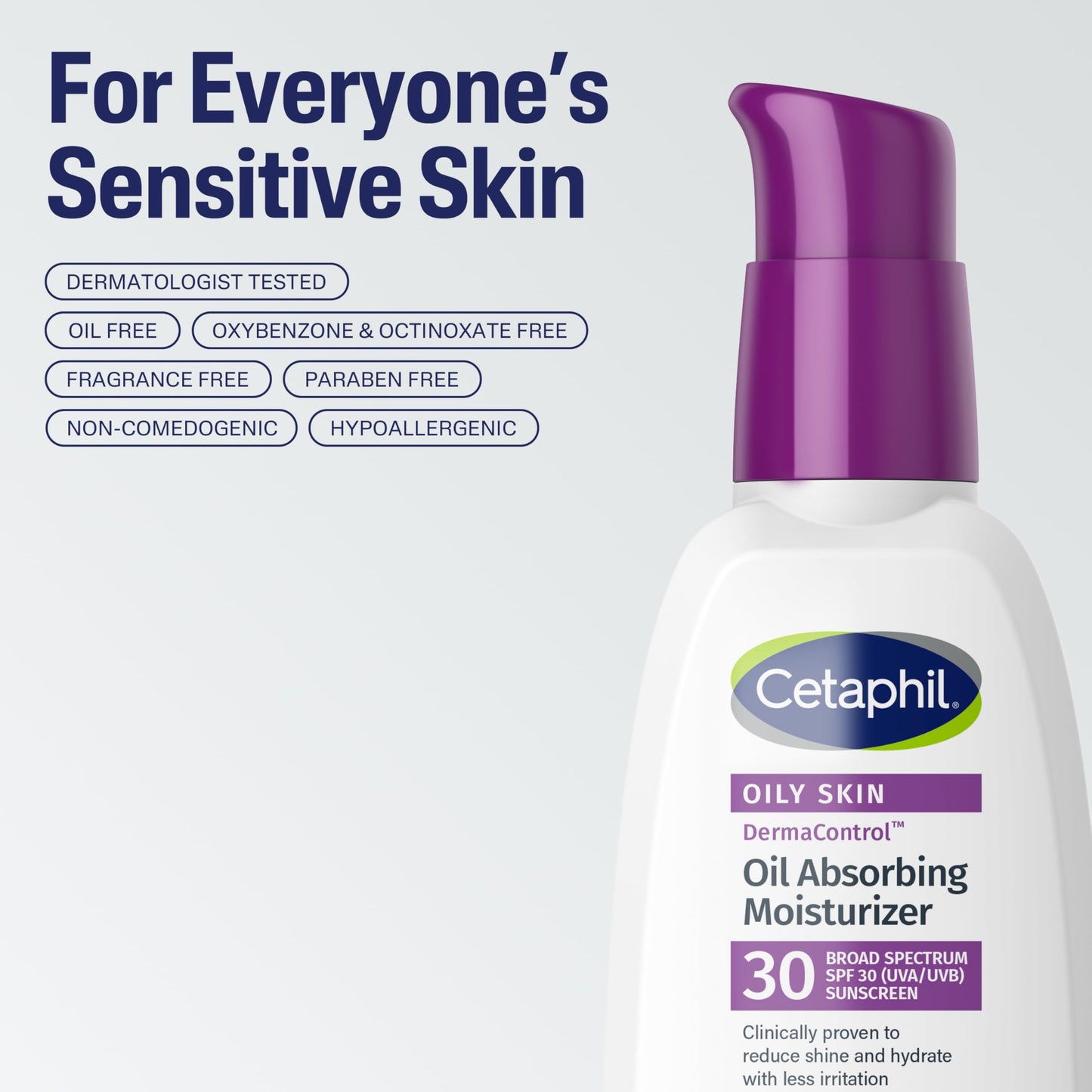 Cetaphil - Crema hidratante absorbente Pro Oil con protector solar de amplio espectro SPF 30, 4 onzas