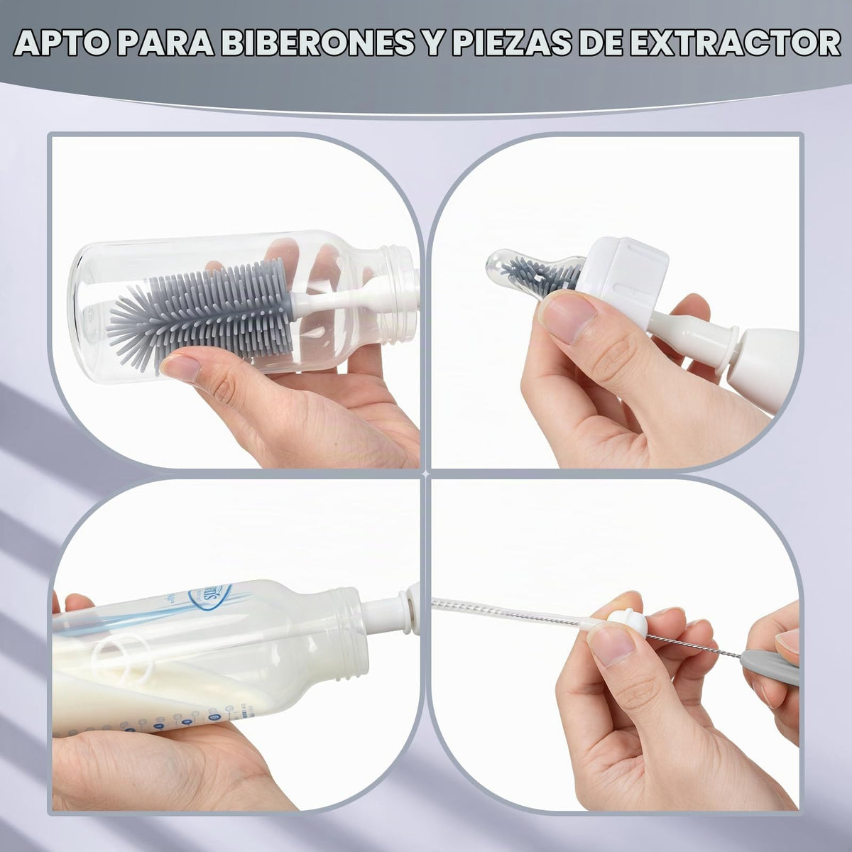 Limpiador de cepillo para polvo eléctrico para botellas con caja de