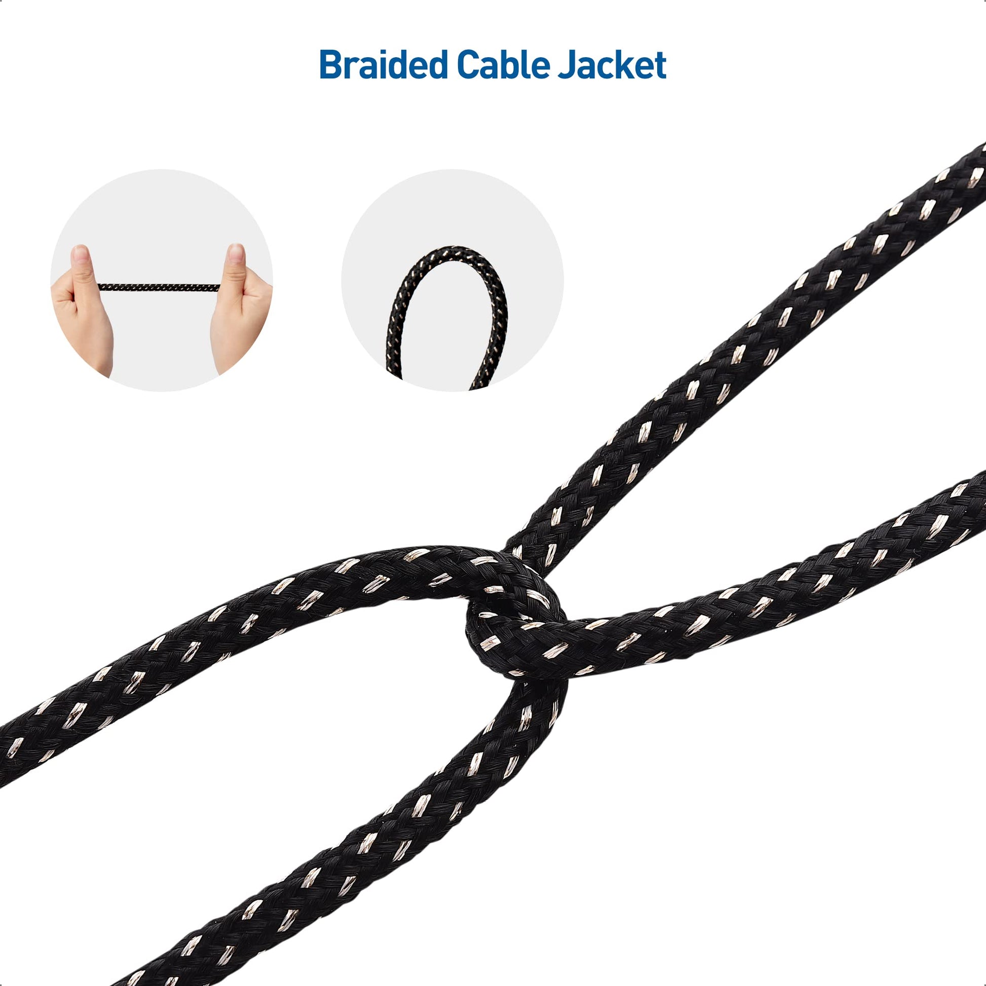 Cable Matters - Cable de conexión trenzado de guitarra de 6 pulgadas (cables de pedal de efecto guitarra) con conectores chapados en oro en negro