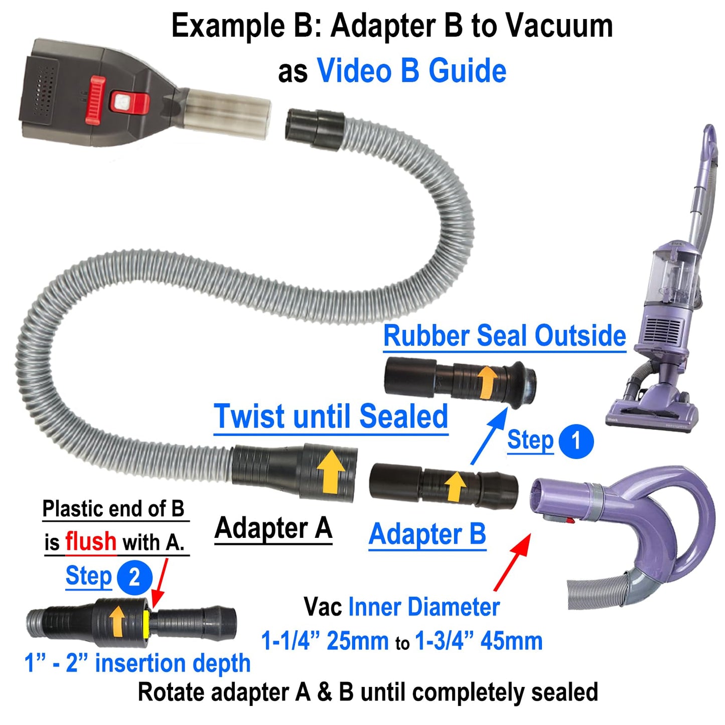 Kodahome Dog Shedding Brush Vacuum Attachment - Kit de herramientas para el novio de mascotas para la mayoría de las aspiradoras, con manguera de extensión Vac con adaptadores universales