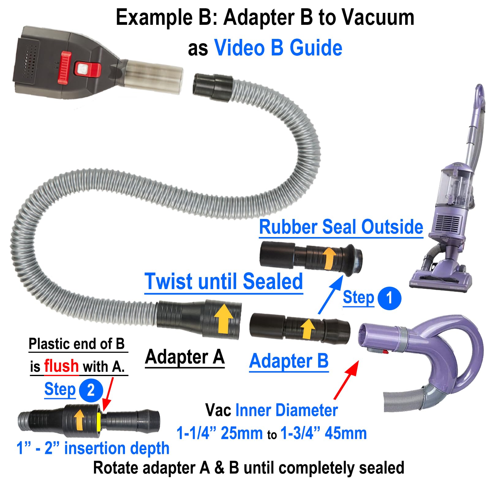 Kodahome Dog Shedding Brush Vacuum Attachment - Kit de herramientas para el novio de mascotas para la mayoría de las aspiradoras, con manguera de extensión Vac con adaptadores universales