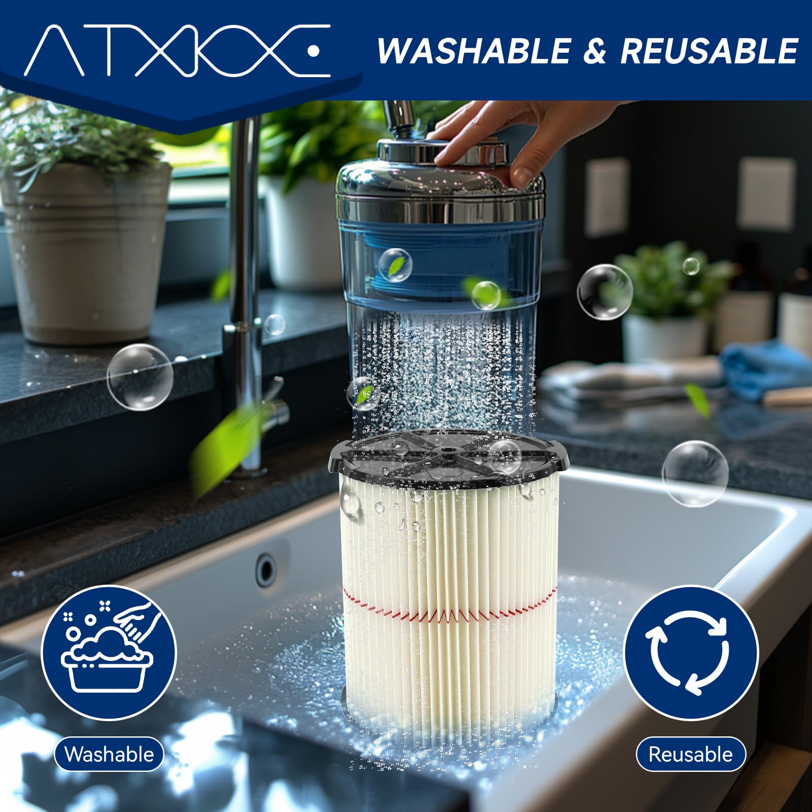 ATXKXE Filtro de repuesto para Craftsman CMXZVBE38754 apto para aspiradora de tienda de 5 a 20 galones (paquete de 2)