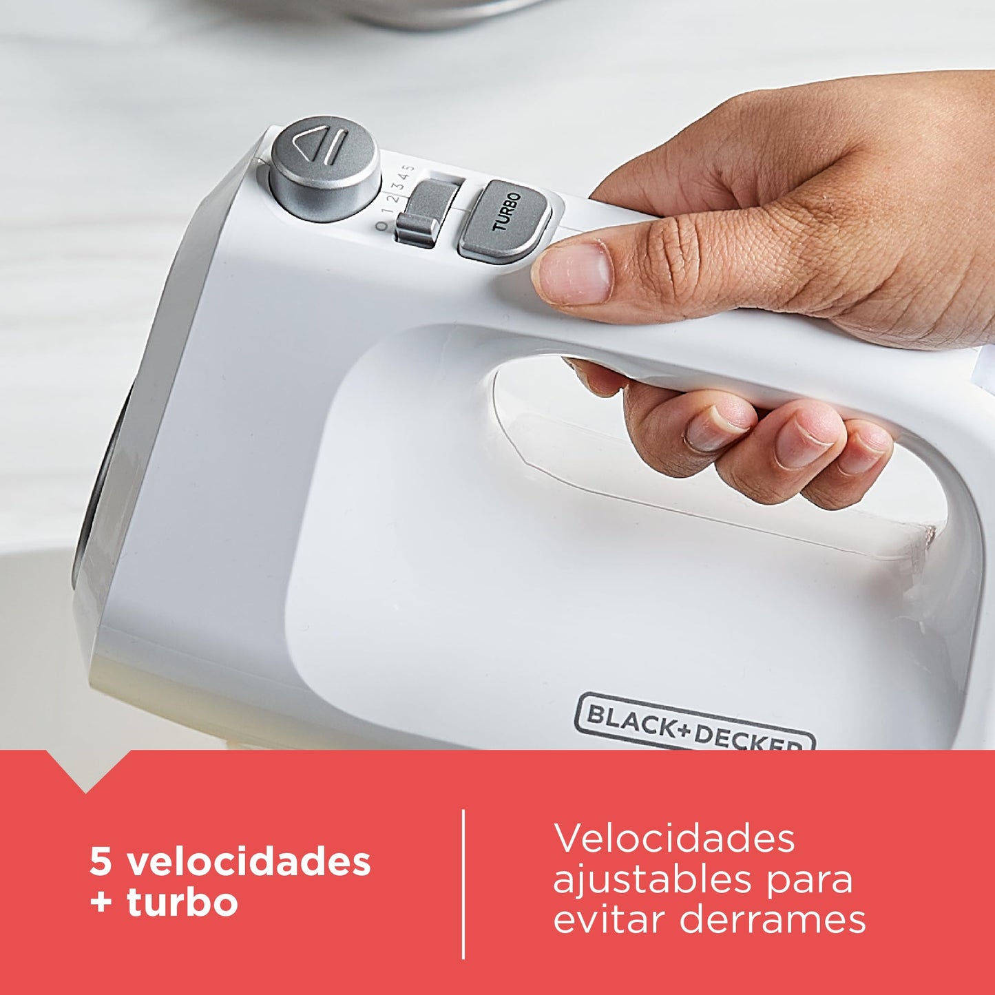 Black+Decker Batidora 2 en 1 Vertical y Manual, 5 Velocidades + Turbo, MX9125-0WDLA