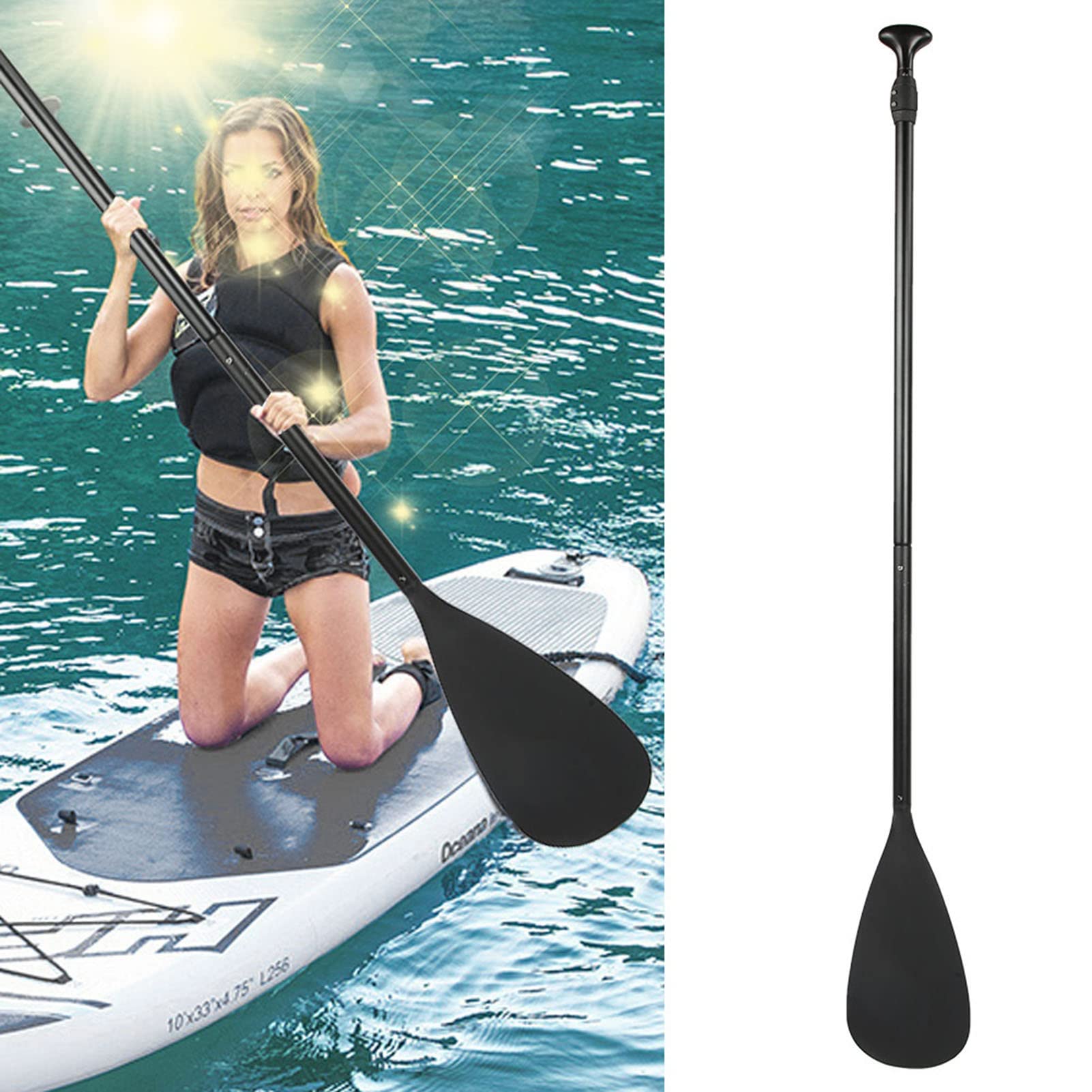 Paleta de Surf Mxtech Negro de Tubo de Aluminio para Navegar en Kayak para Todas Las Personas