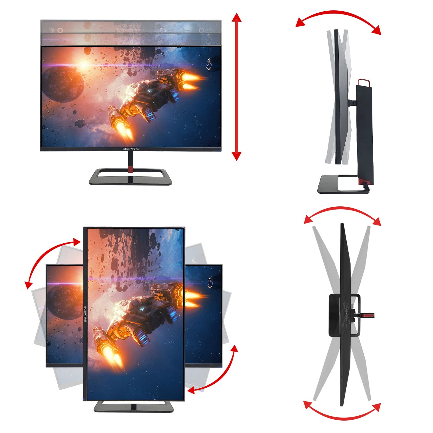 Monitor LED Sceptre Negro Bronce IPS QHD 27 Pulgadas 144 Hz 1 ms Altura Ajustable con Altavoces Integrados