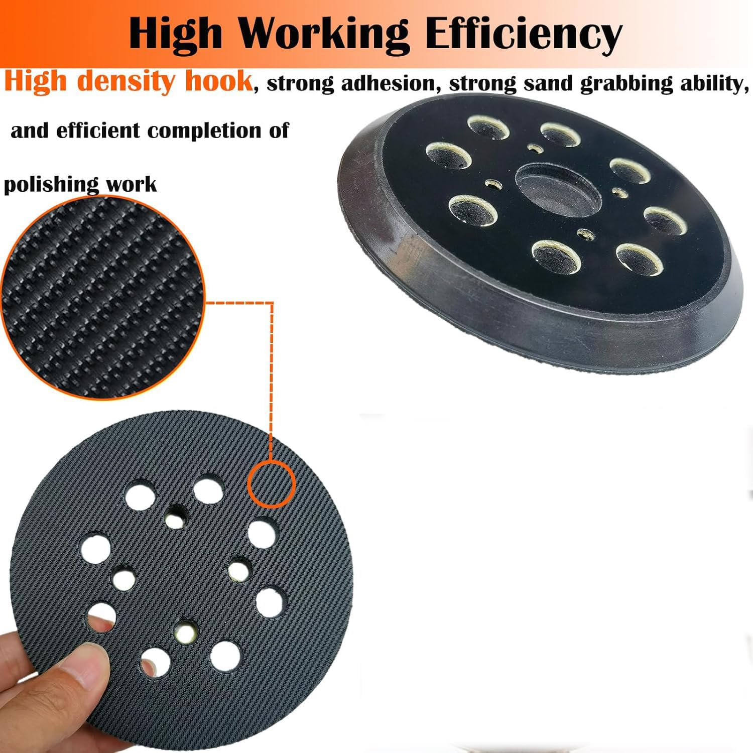 Almohadilla lijadora de gancho y bucle de 5 pulgadas para lijadoras de órbita aleatoria Ridgid R2600, R2601, almohadilla de lijado de repuesto de 8 agujeros para número de pieza 300527002, con
