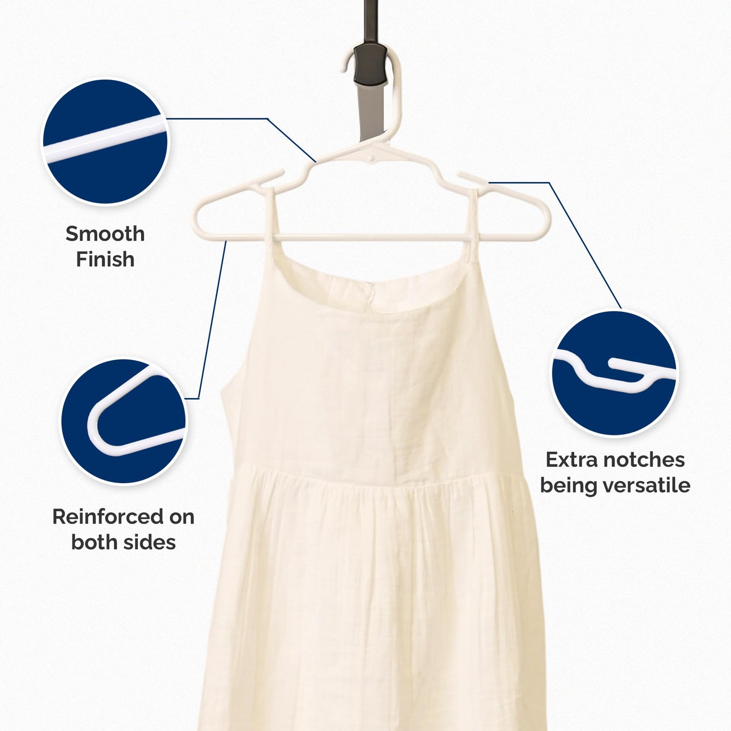 Closetselect - Paquete de 30 perchas de plástico para niños, de 11.75 pulgadas, para clóset, perchas de bebé para ropa de niños, tallas 0 a 8, perchas antideslizantes para bebés con ranuras para los