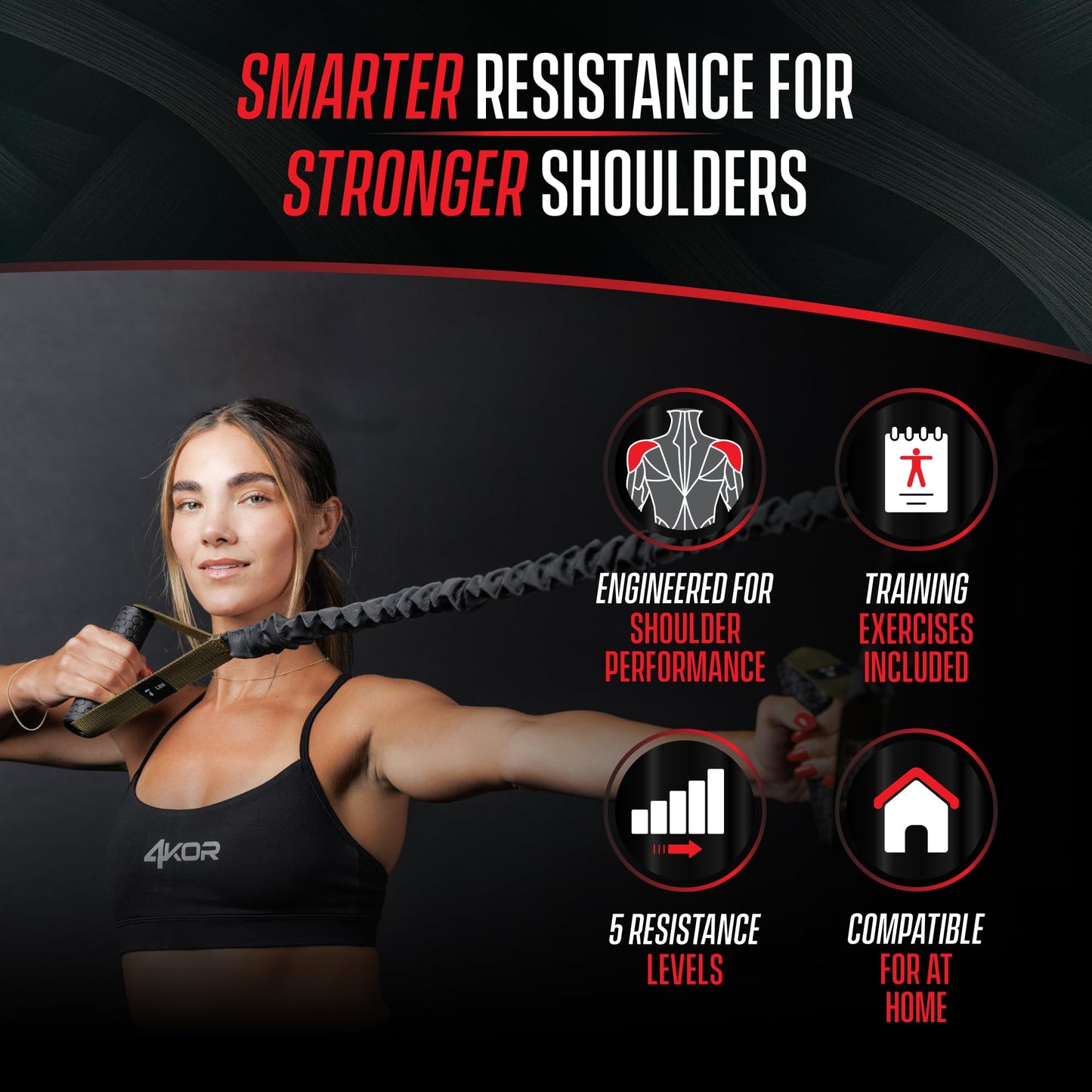 Sistema de Entrenamiento de Rendimiento 4KOR en Negro con Anclaje Cruzado y Cables de Resistencia