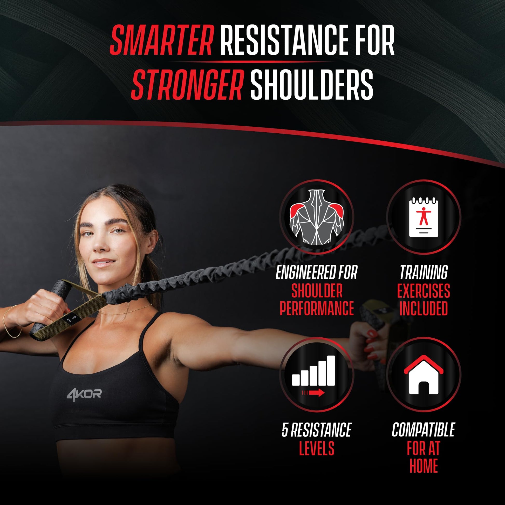 Sistema de Entrenamiento de Rendimiento 4KOR en Negro con Anclaje Cruzado y Cables de Resistencia