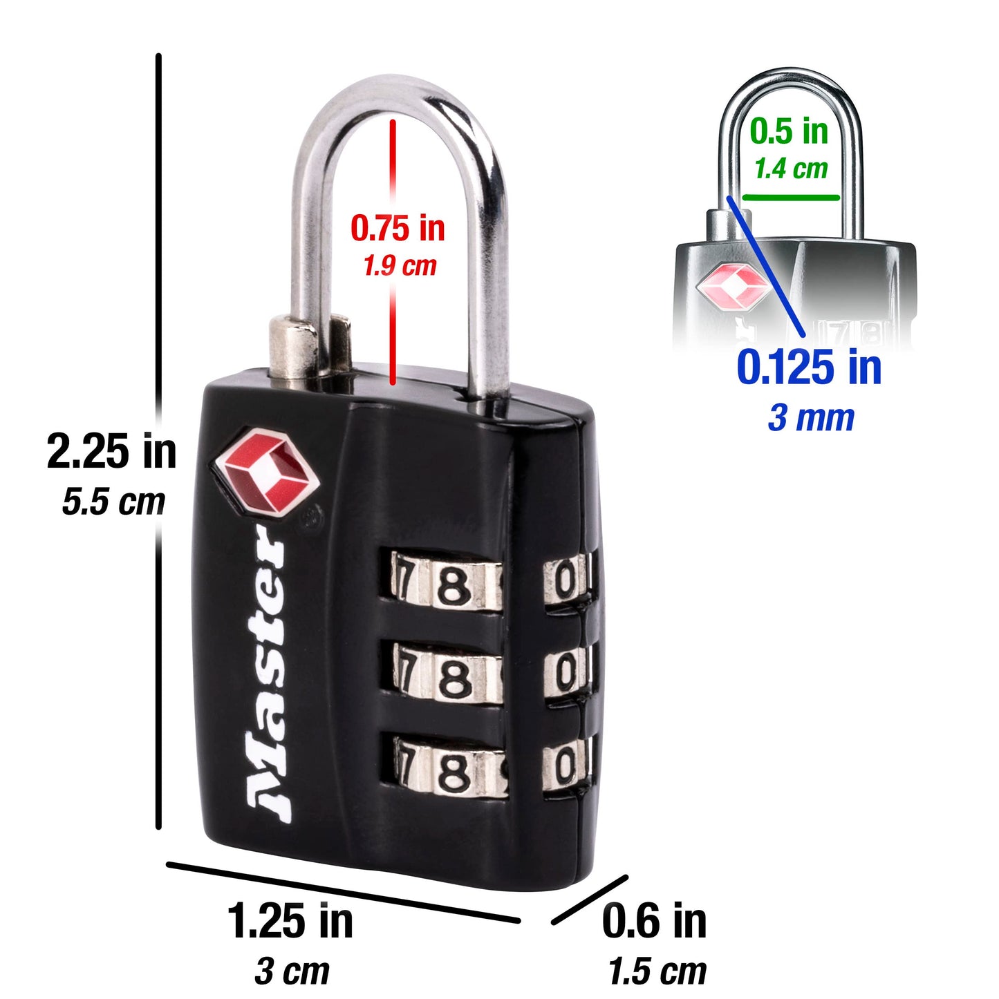 Candado para Equipaje Master Lock 30 mm Negro