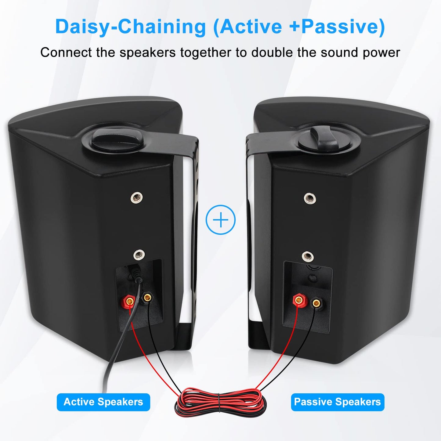 Herdio Bluetooth Bocinas para Exterior, 6,5 Pulgadas 400W Altavoces para Exteriores, Impermeable, Amplificador Superior, Amplia Cobertura De Sonido Estéreo, para Patio, Terraza, Patio Trasero (Negro)
