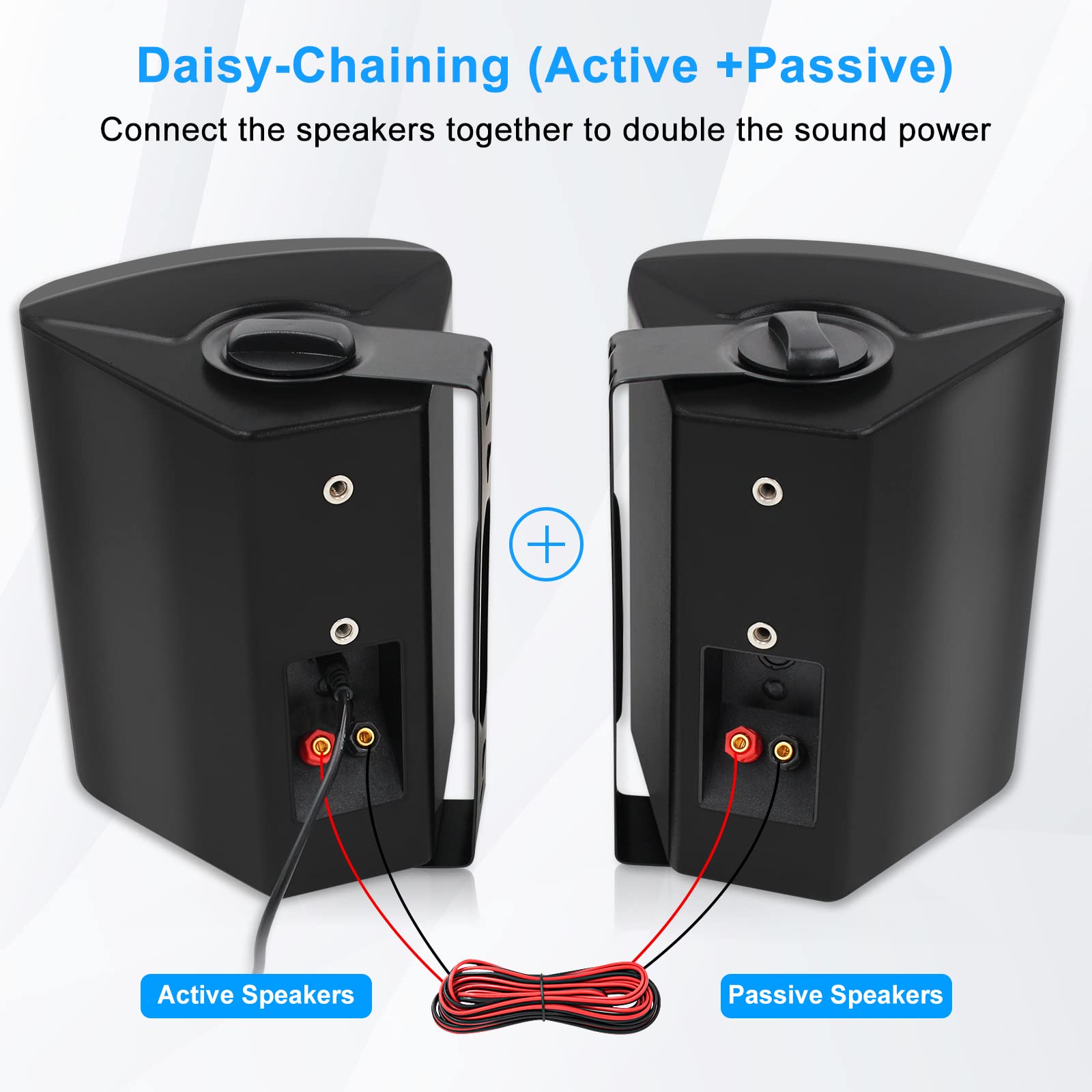 Herdio Bluetooth Bocinas para Exterior, 6,5 Pulgadas 400W Altavoces para Exteriores, Impermeable, Amplificador Superior, Amplia Cobertura De Sonido Estéreo, para Patio, Terraza, Patio Trasero (Negro)