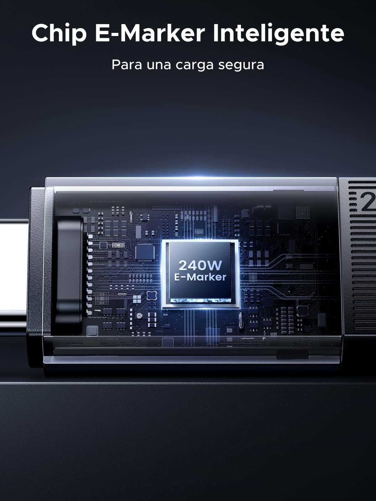 Cable de Datos UGREEN USB C Negro 240W Carga Rápida PD 3.1 10Gbps 4K 60Hz 1M