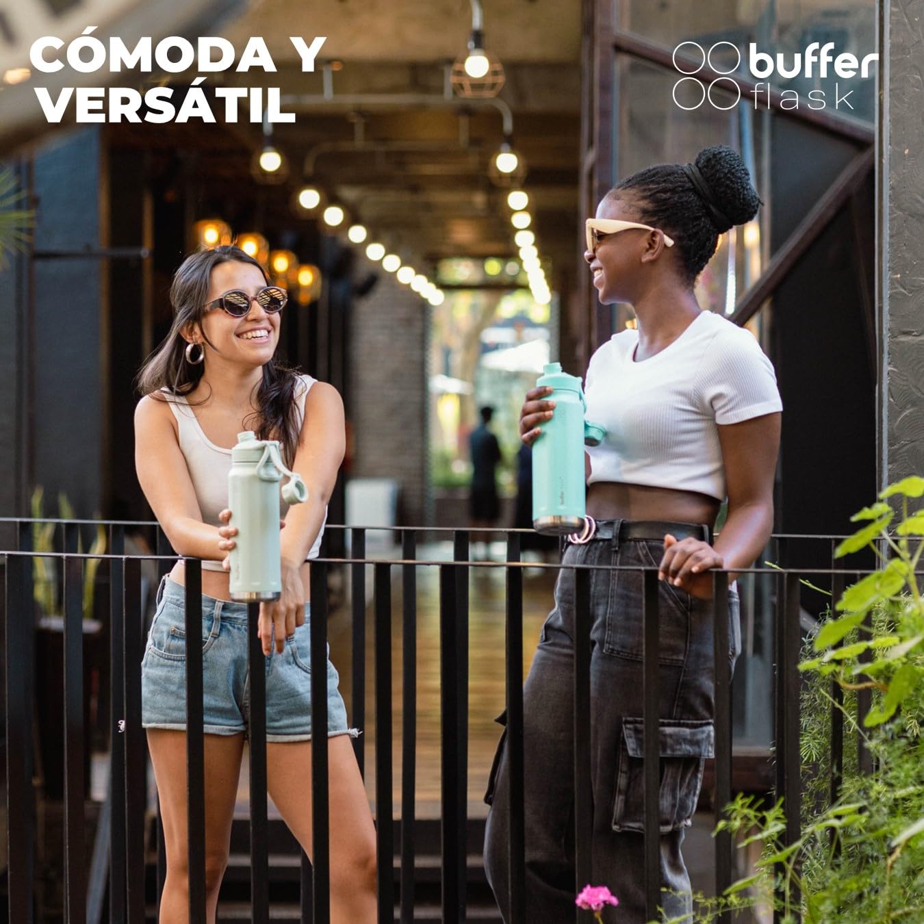 BUFFER FLASK - Termo de Acero Inoxidable | Botella Aislante para Bebidas, Agua Fría (24 horas) o Caliente (12 horas) | Antigoteo, Hermético| Incluye tapas (TURQUOISE, 700ml/24Oz)