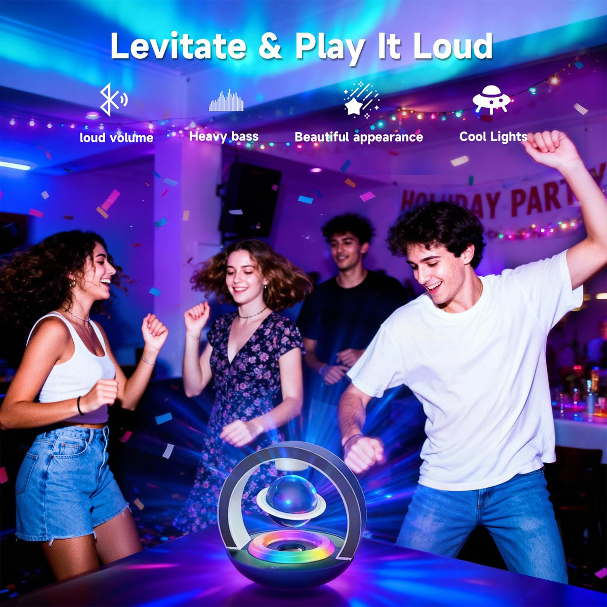 Altavoz Bluetooth LoveLin Levitación Magnética 360° con Efectos LED