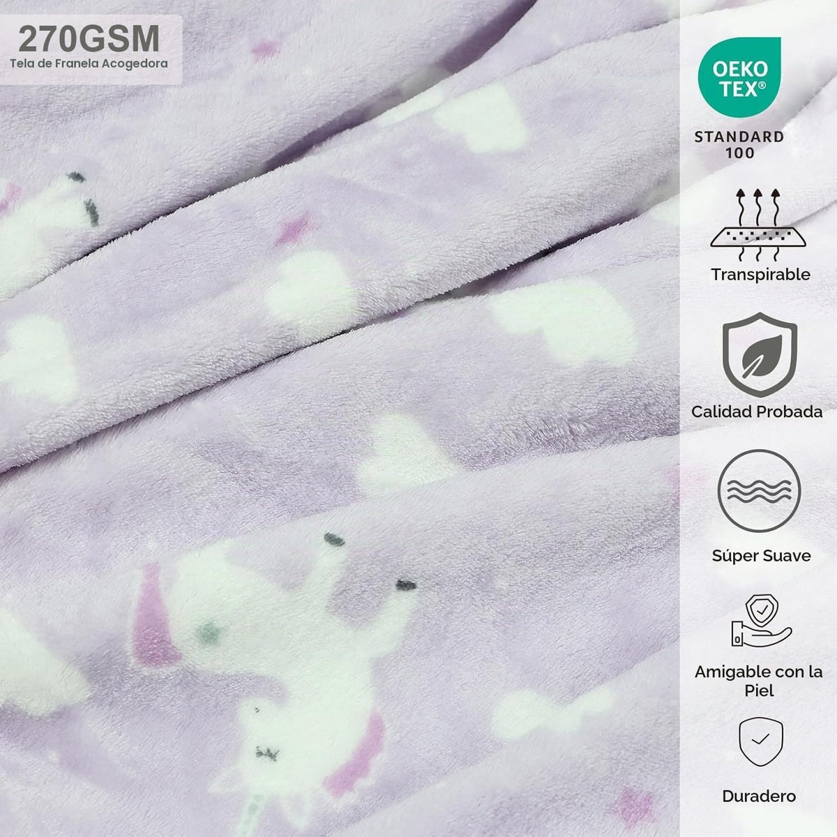 VigorSpring - Juego de almohada y manta de viaje para niños, diseño de unicornio