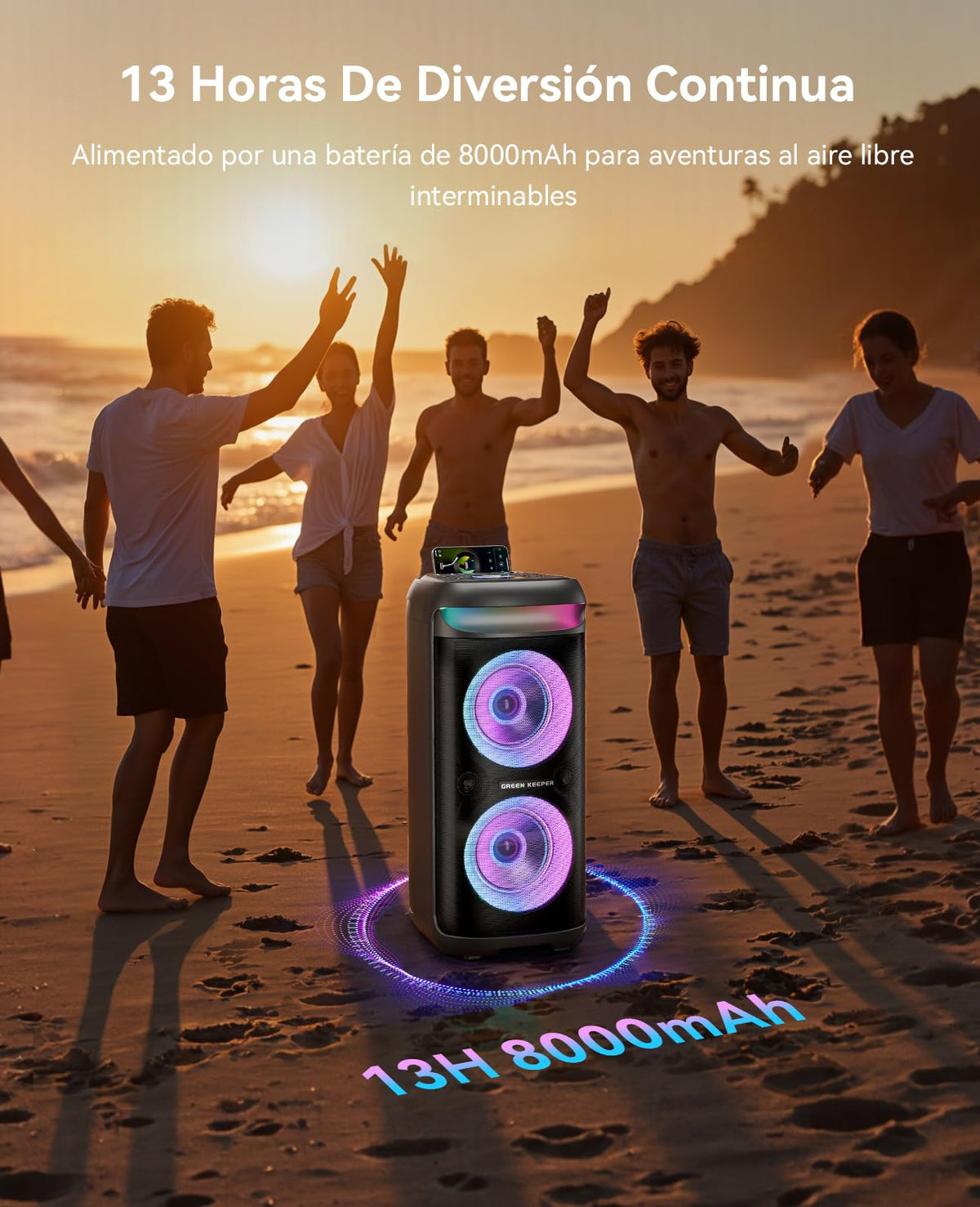 Sistema de Karaoke Profesional GKD60 Negro con 2 Micrófonos Inalámbricos y Altavoz Bluetooth de 500W
