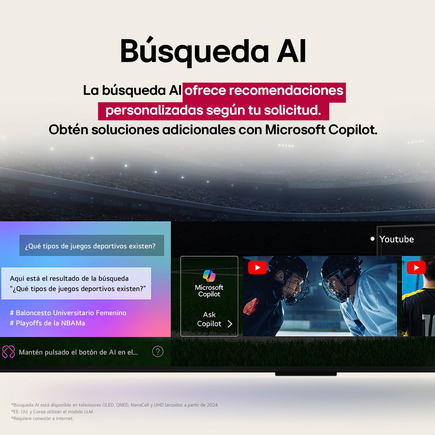 LG Pantalla 55 Pulgadas UHD AI UA7550 4K Smart TV 2025 55UA7550PSA | Sistema Operativo webOS | Identificación de Voz AI | HGIG Mode Channels | Sport Alert | HDR10 | Control Magic Remote AI