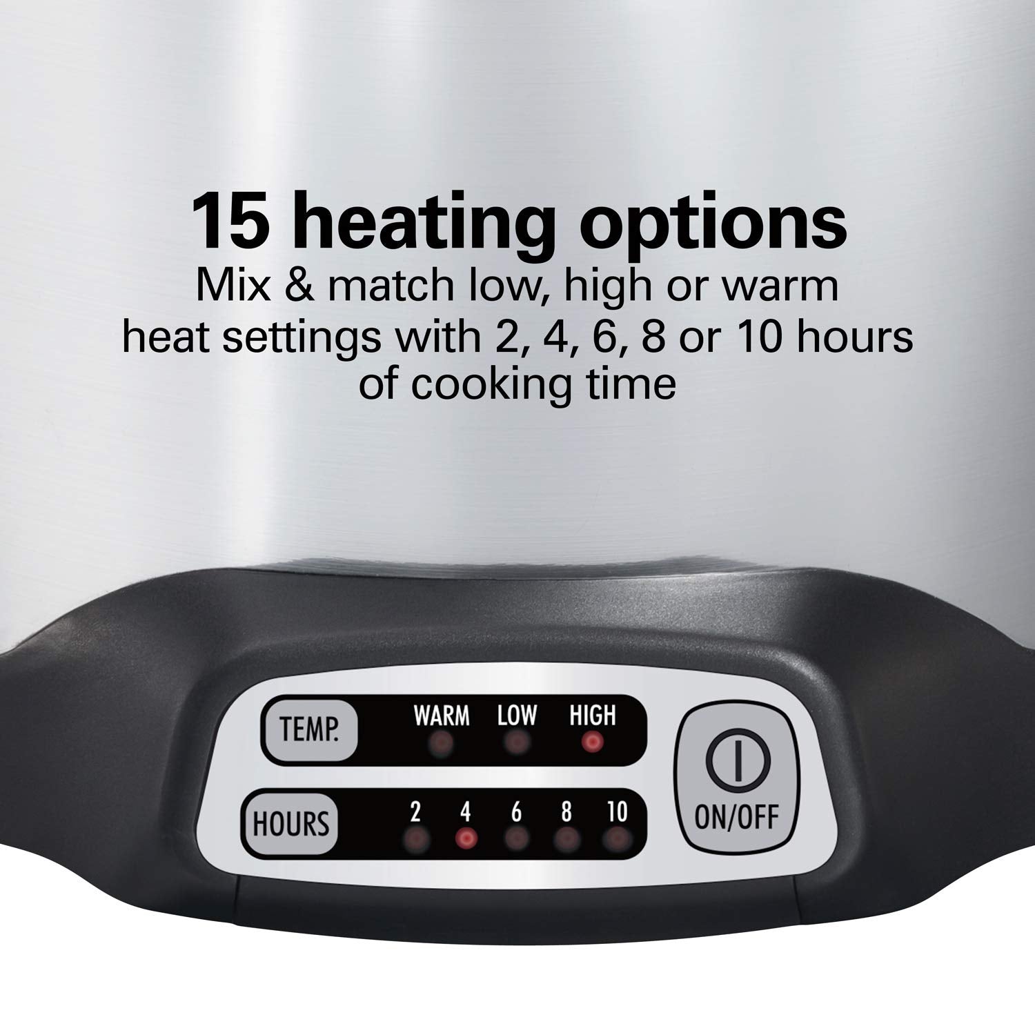 Hamilton Beach Sear & Cook - Olla de cocción lenta con olla segura para estufas, gran capacidad de 10 cuartos de galón, programable, plata (33196)