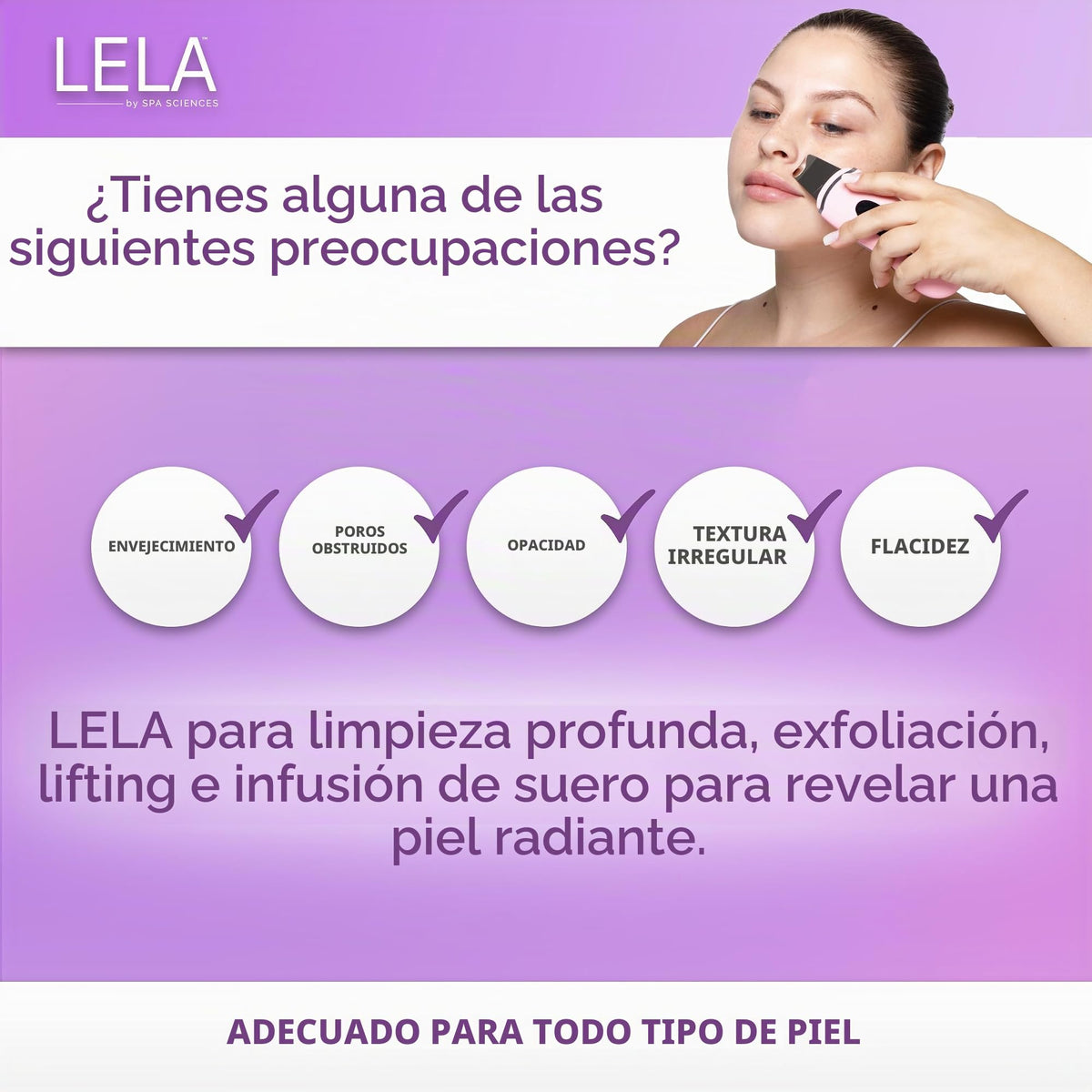 Spa Sciences LELA - Sonic Skin Spatula - for Deep Cleansing, Extraction, Serum Infusion and Lifting - 5 Treatment Modes - for All Skin Types - Rechargeable