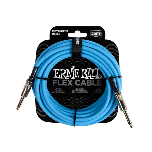 Ernie Ball Flex Cable para instrumentos, recto/recto, 6.1m - Azul