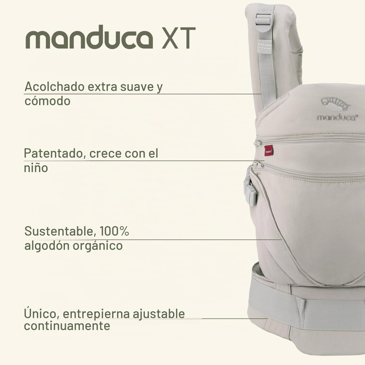 Manduca XT Happy Kiss Portabebé Ergonómico de Algodón Orgánico, Mochila Cangurera Multiposición (Frente, Cadera, Espalda), Ajustable para Recién Nacidos y Niños (3.5 a 20 kg), sin Insertos, XT Cotton