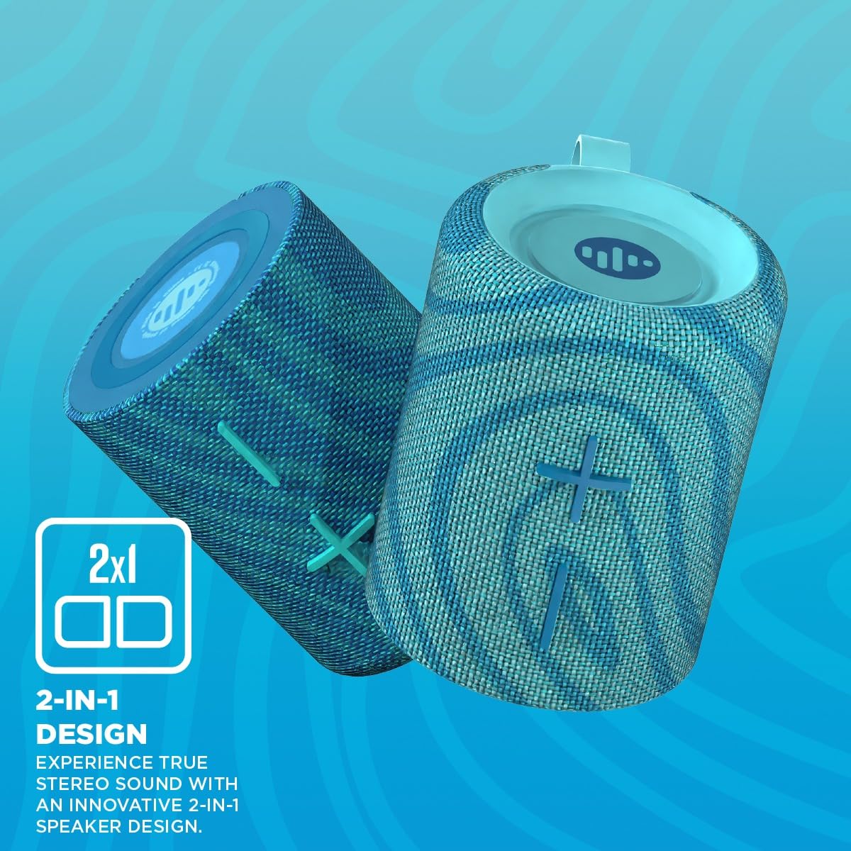 Stromberg - Mini altavoz portátil doble 2 en 1 con Bluetooth, potencia de 10 W, tiempo de reproducción de 10 horas, azul cielo y azul